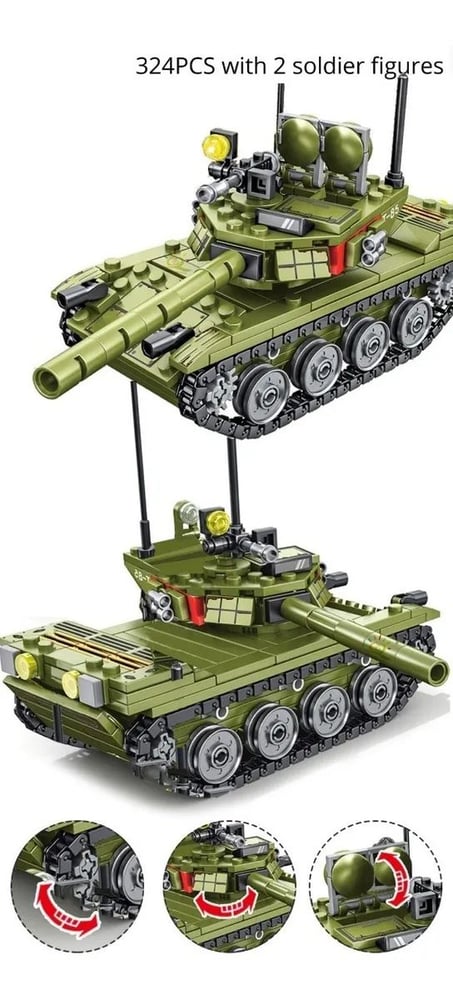 Foto 2 | Bloques de Construcción: Tanque De Juguete 324 Piezas - Venta Internacional