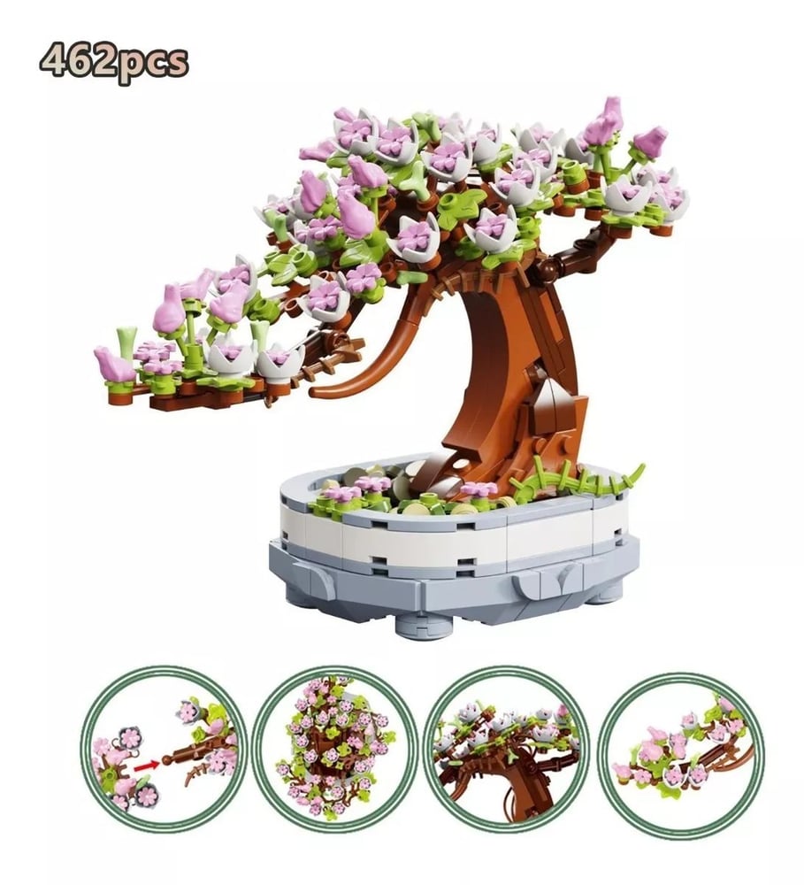 Foto 3 | Bloques de Construcción Bonsái de Cerezo En Maceta De Juguete Compatibles Con Lego - Venta Internacional
