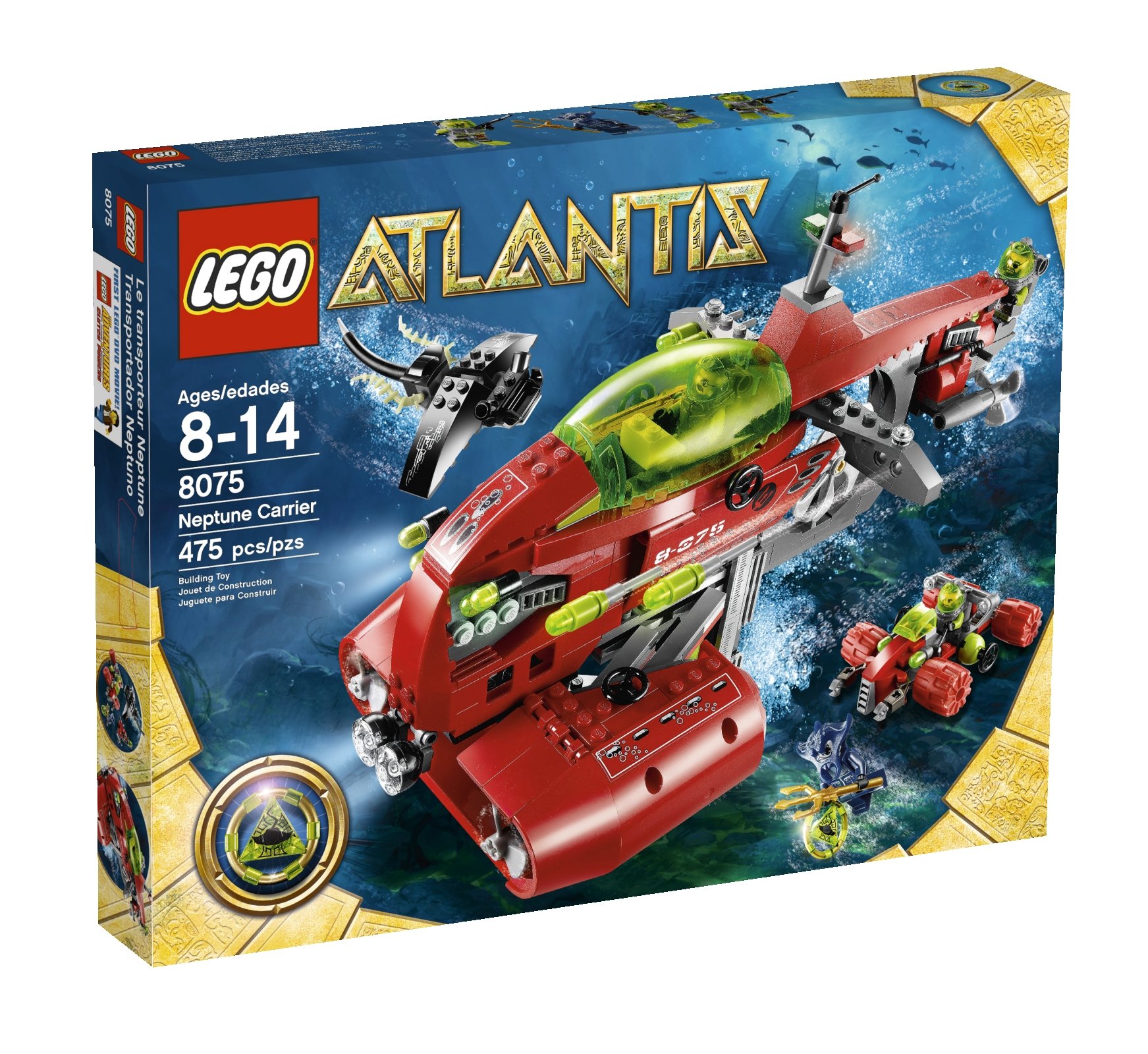 Juguete De Construcción Lego Atlantis Neptune Carrier 8075, 475 Piezas - Venta Internacional.
