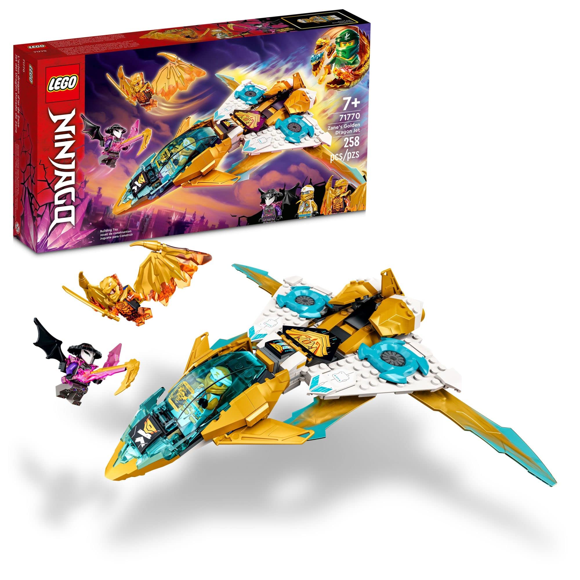 Foto 2 pulgar | Set De Aviones De Juguete Lego Ninjago Golden Dragon Jet 71770 De Zane - Venta Internacional.
