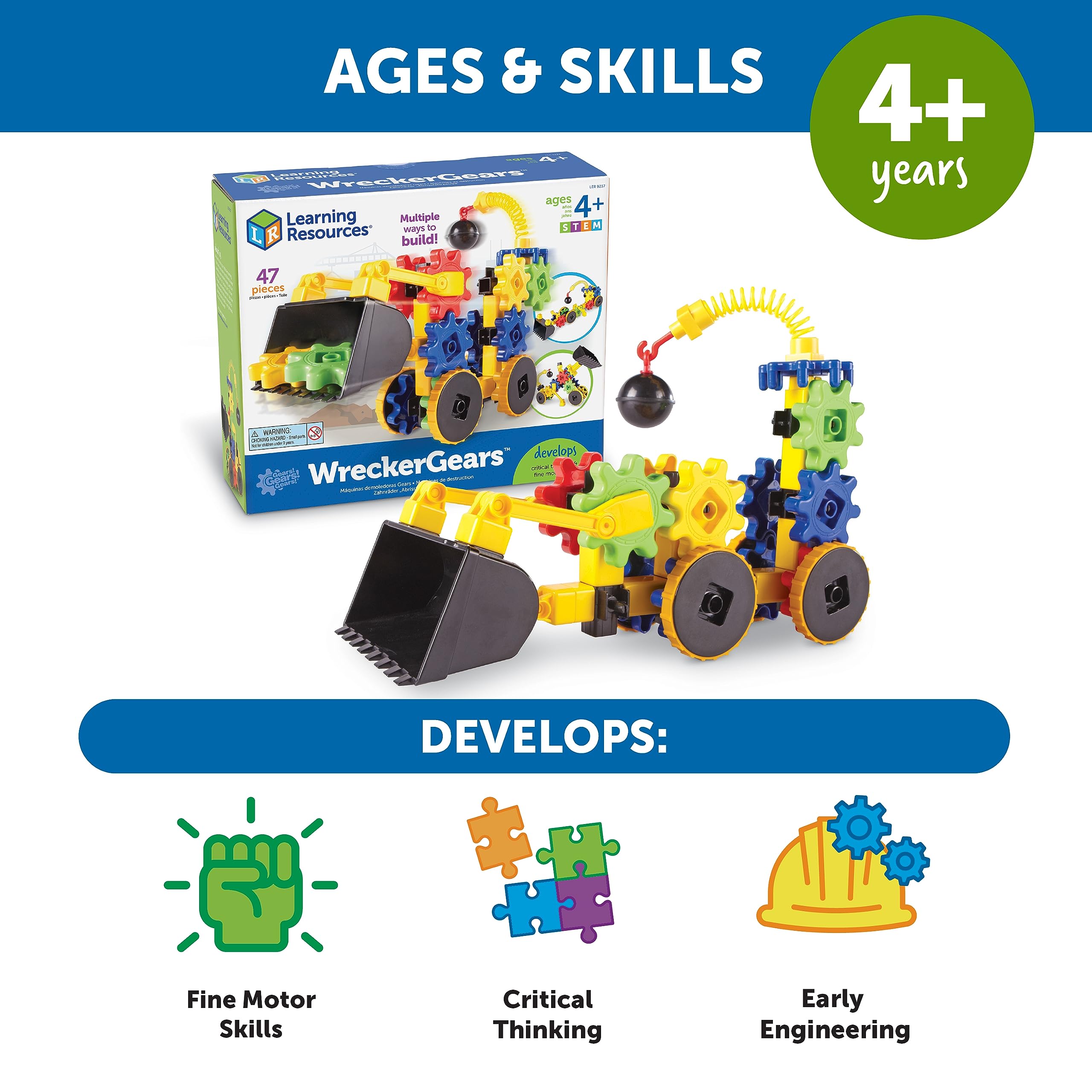 Foto 6 pulgar | Toy Learning Resources Gears! Wreckergears Ler9237, 47 Piezas - Venta Internacional.