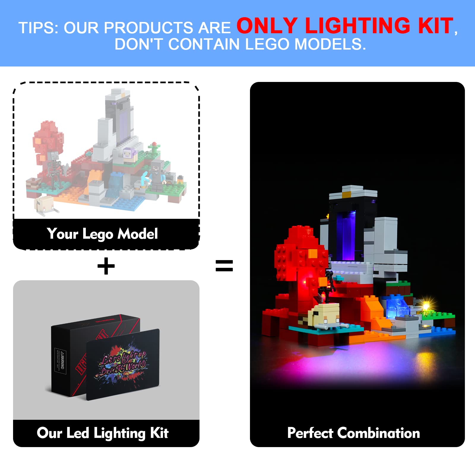 Foto 4 pulgar | Kit De Luces Led Para Lego Minecraft The Ruined Portal 21172 De  - Venta Internacional.