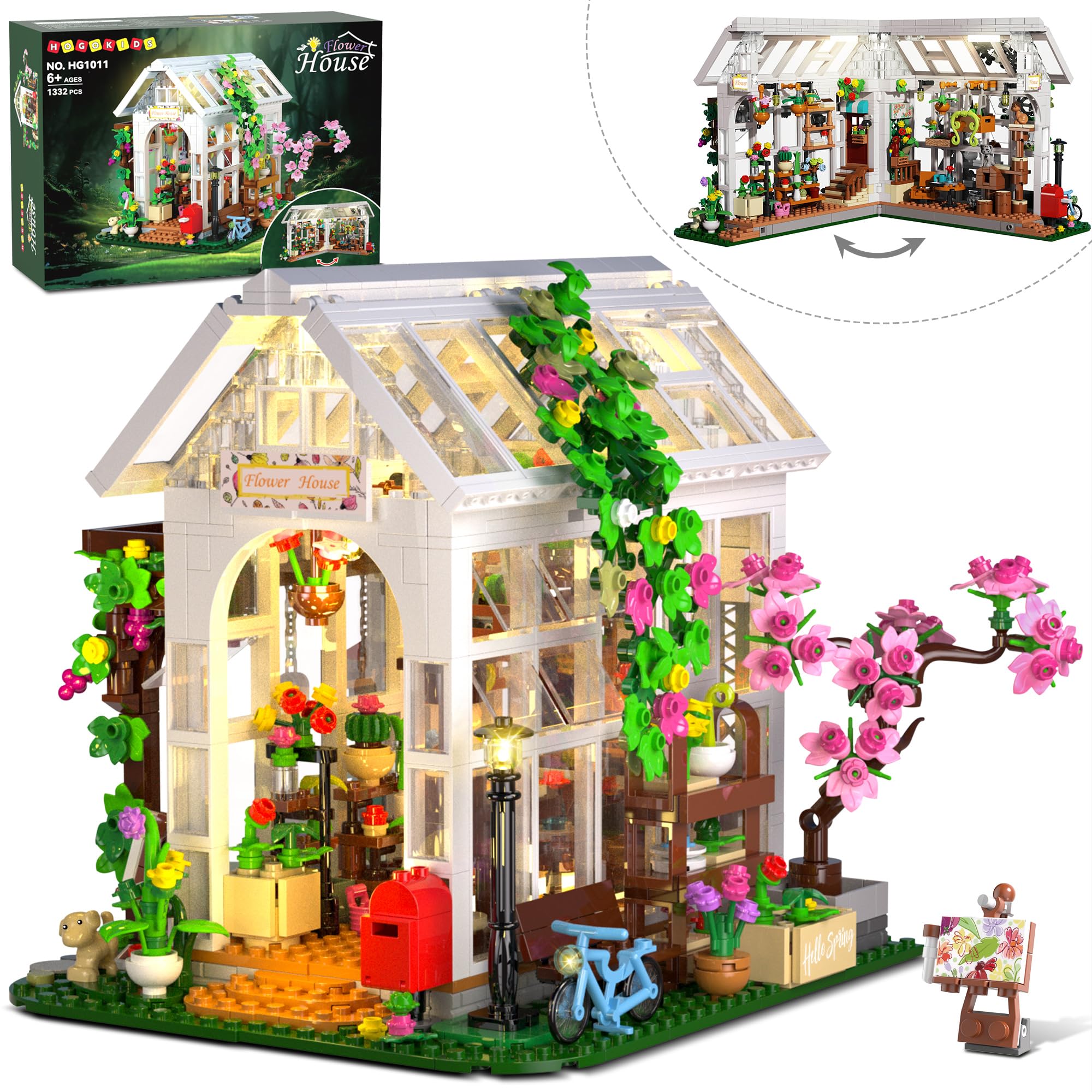 Set De Construcción Hogokids Flower House Con Led, 132 Piezas, De 6 A 12 Años - Venta Internacional.