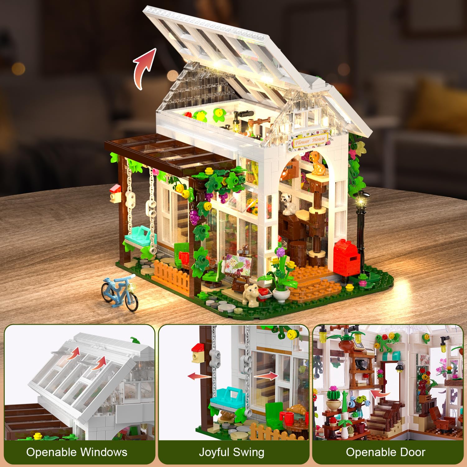 Foto 4 pulgar | Set De Construcción Hogokids Flower House Con Led, 132 Piezas, De 6 A 12 Años - Venta Internacional.