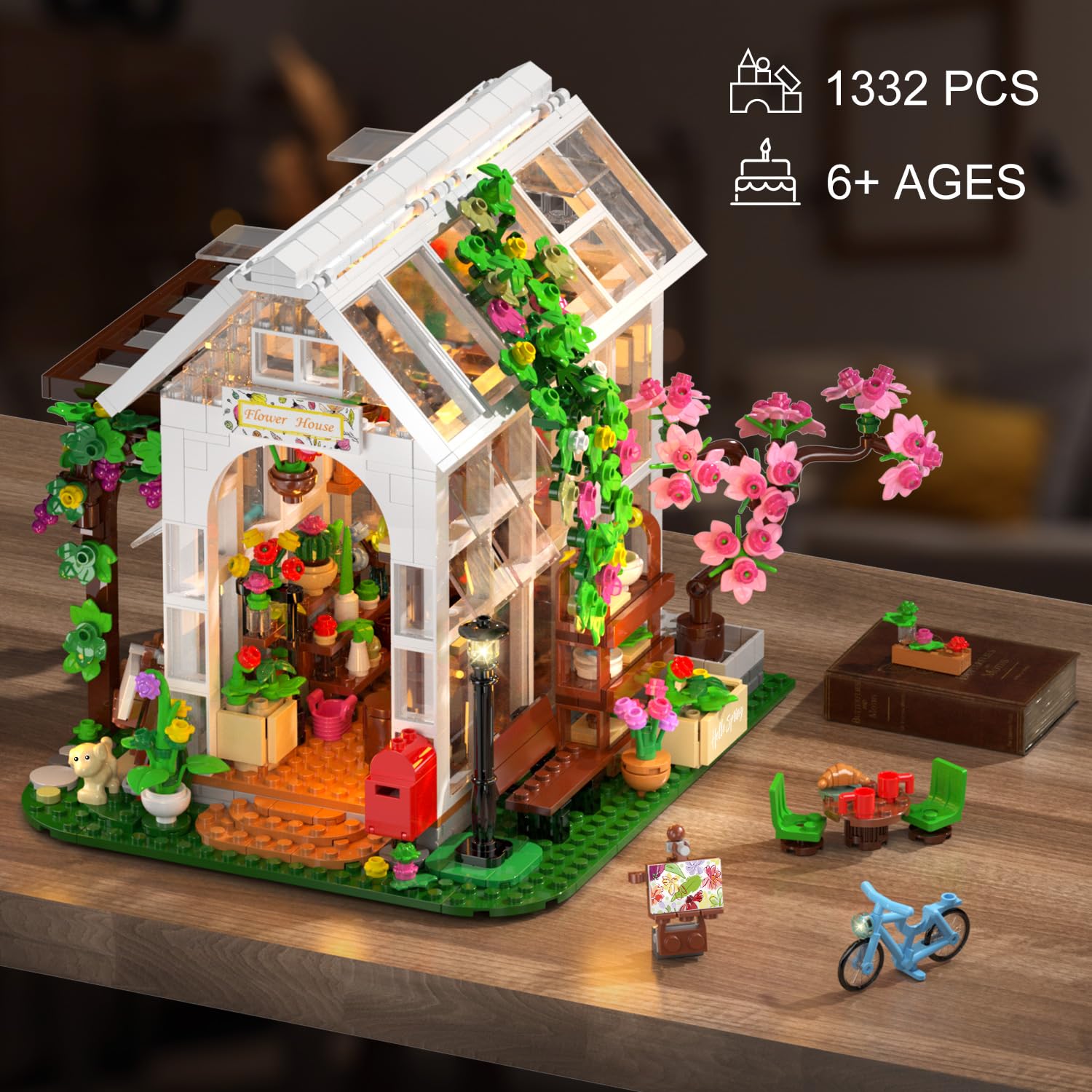 Foto 5 | Set De Construcción Hogokids Flower House Con Led, 132 Piezas, De 6 A 12 Años - Venta Internacional.