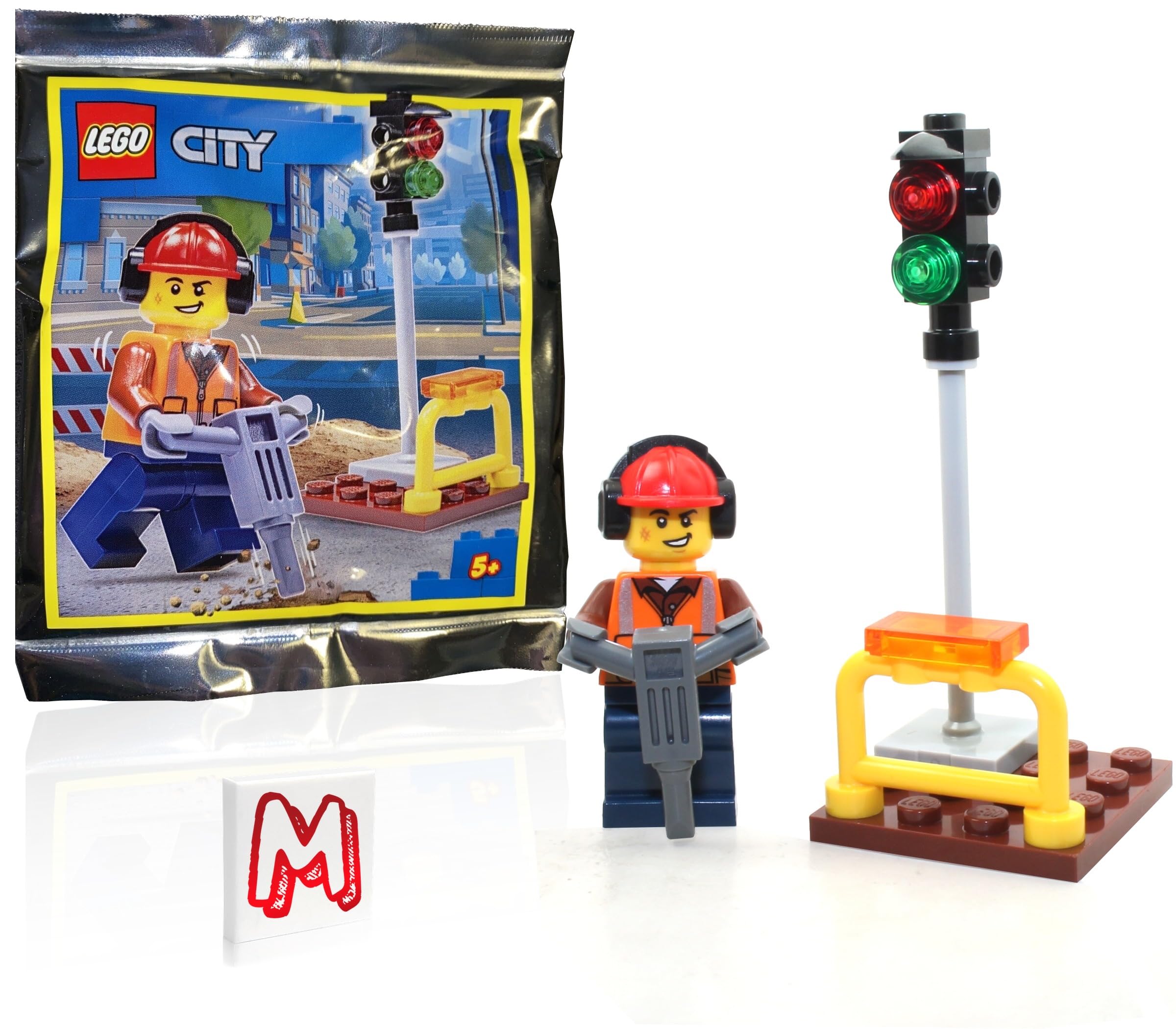 Minifigura De Un Trabajador De Construcción De Lego City Con Semáforo - Venta Internacional.