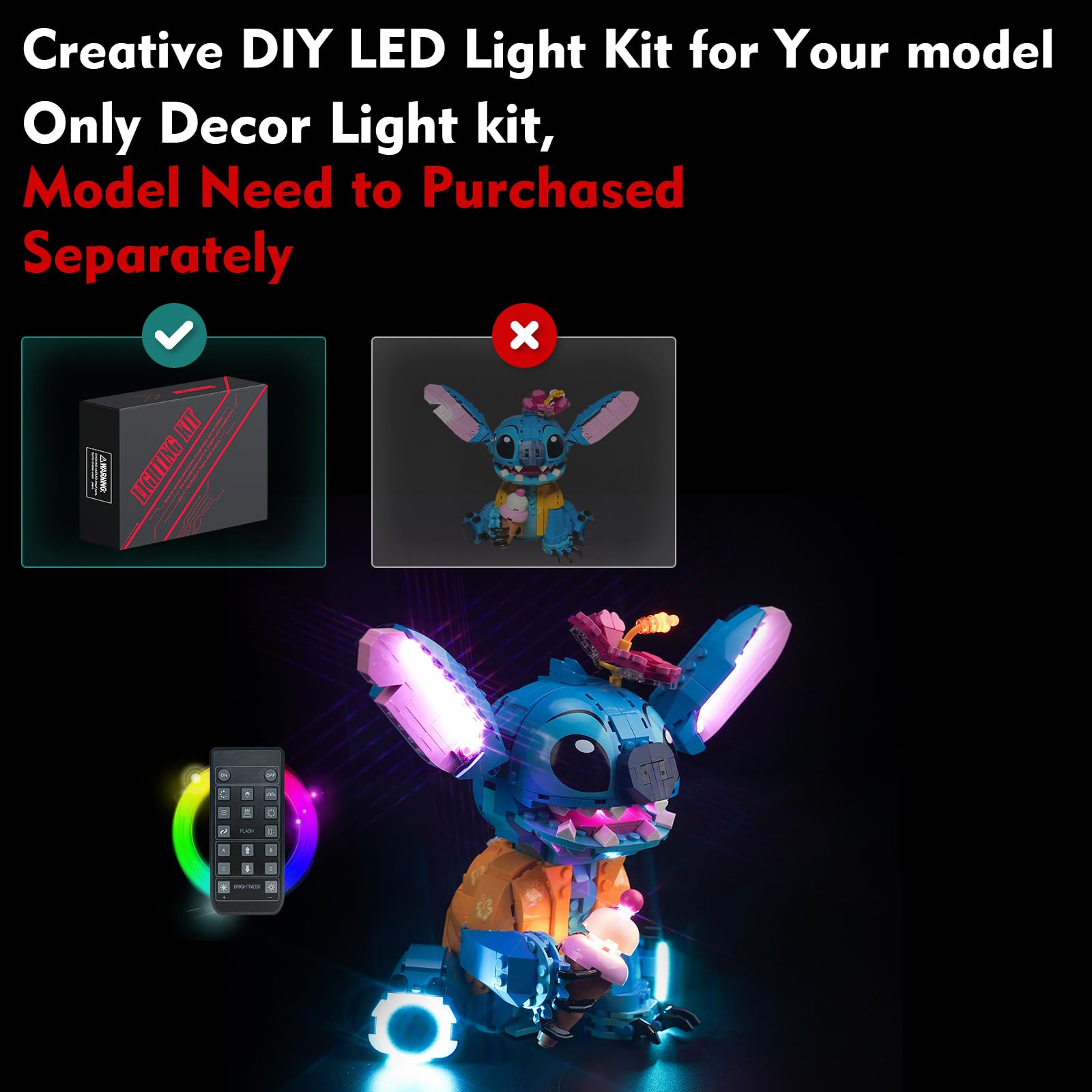 Foto 3 pulgar | Kit De Luces Led Para Lego Stitch 43249 Disney Con Mando A Distancia - Venta Internacional.