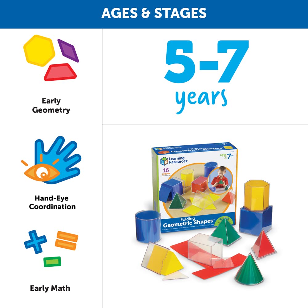 Foto 6 | Recursos De Aprendizaje De Formas Geométricas, Plegables, 16 Piezas, Más De 7 Años - Venta Internacional.