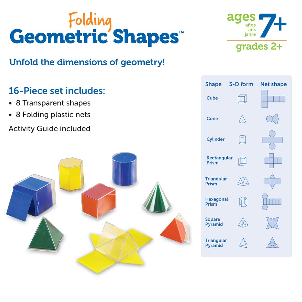 Foto 8 pulgar | Recursos De Aprendizaje De Formas Geométricas, Plegables, 16 Piezas, Más De 7 Años - Venta Internacional.