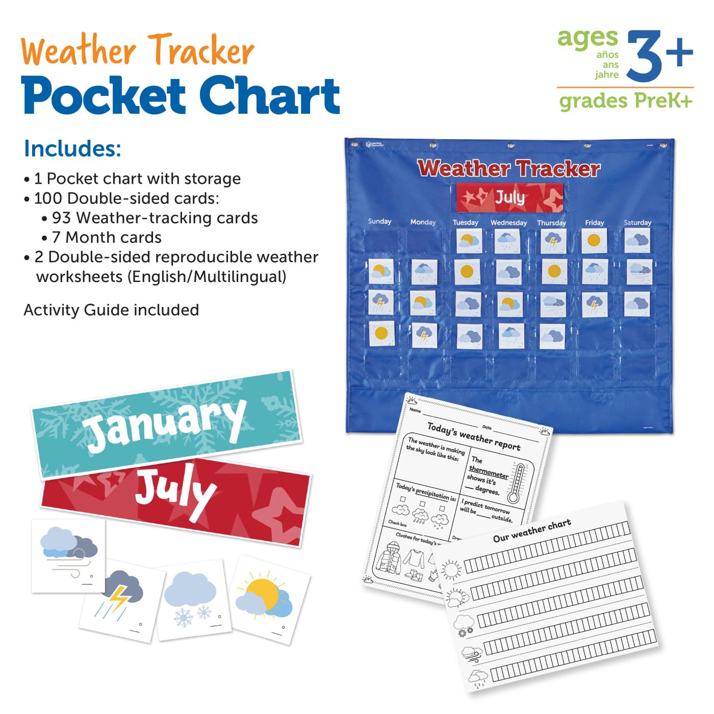 Foto 5 pulgar | Pocket Chart Learning Resources Weather Tracker, Juego De 102 Piezas - Venta Internacional.