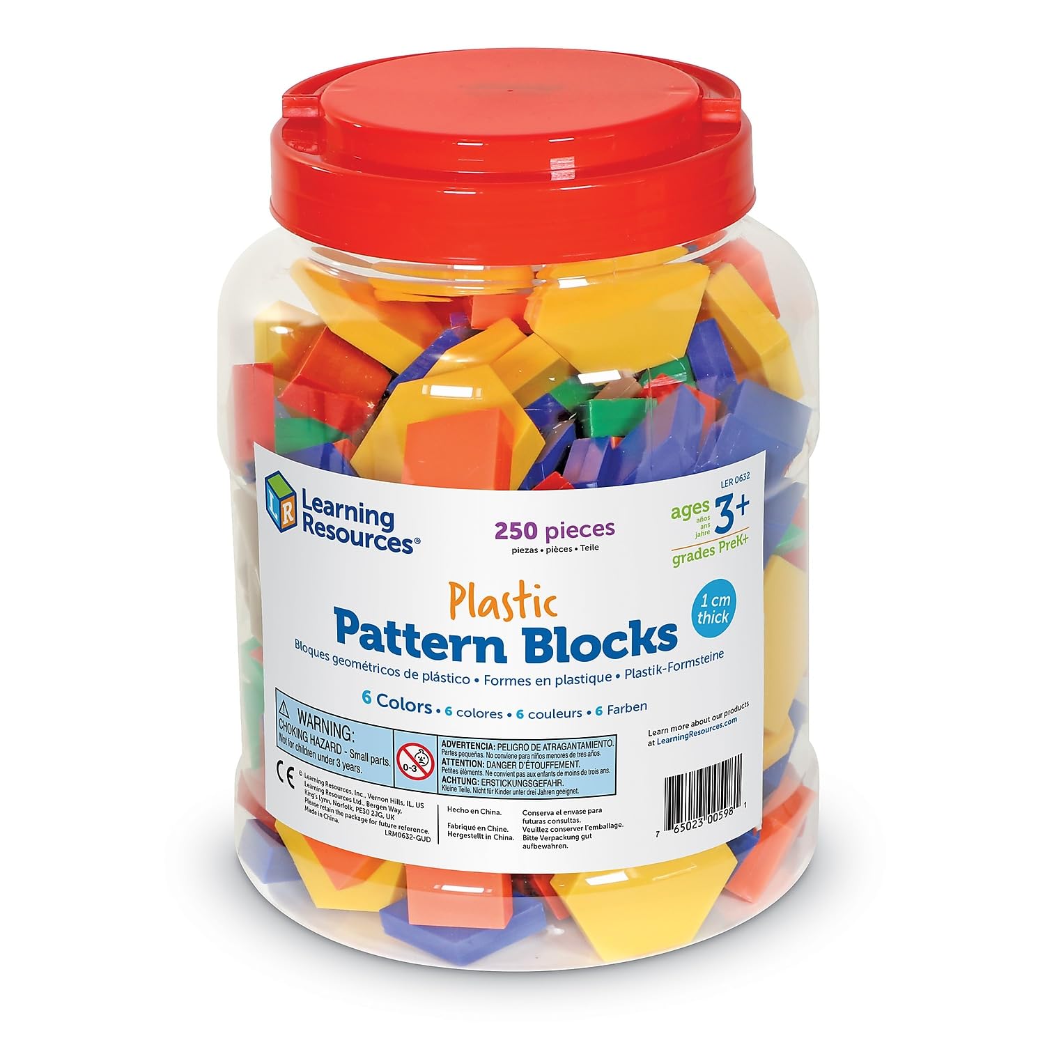 Foto 4 pulgar | Juego De 250 Unidades De Pattern Blocks Learning Resources, Plástico De 1 Cm - Venta Internacional.