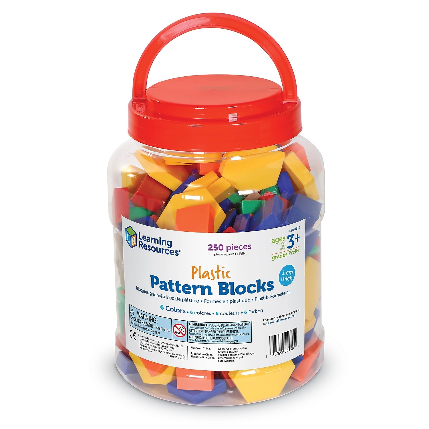 Foto 5 pulgar | Juego De 250 Unidades De Pattern Blocks Learning Resources, Plástico De 1 Cm - Venta Internacional.