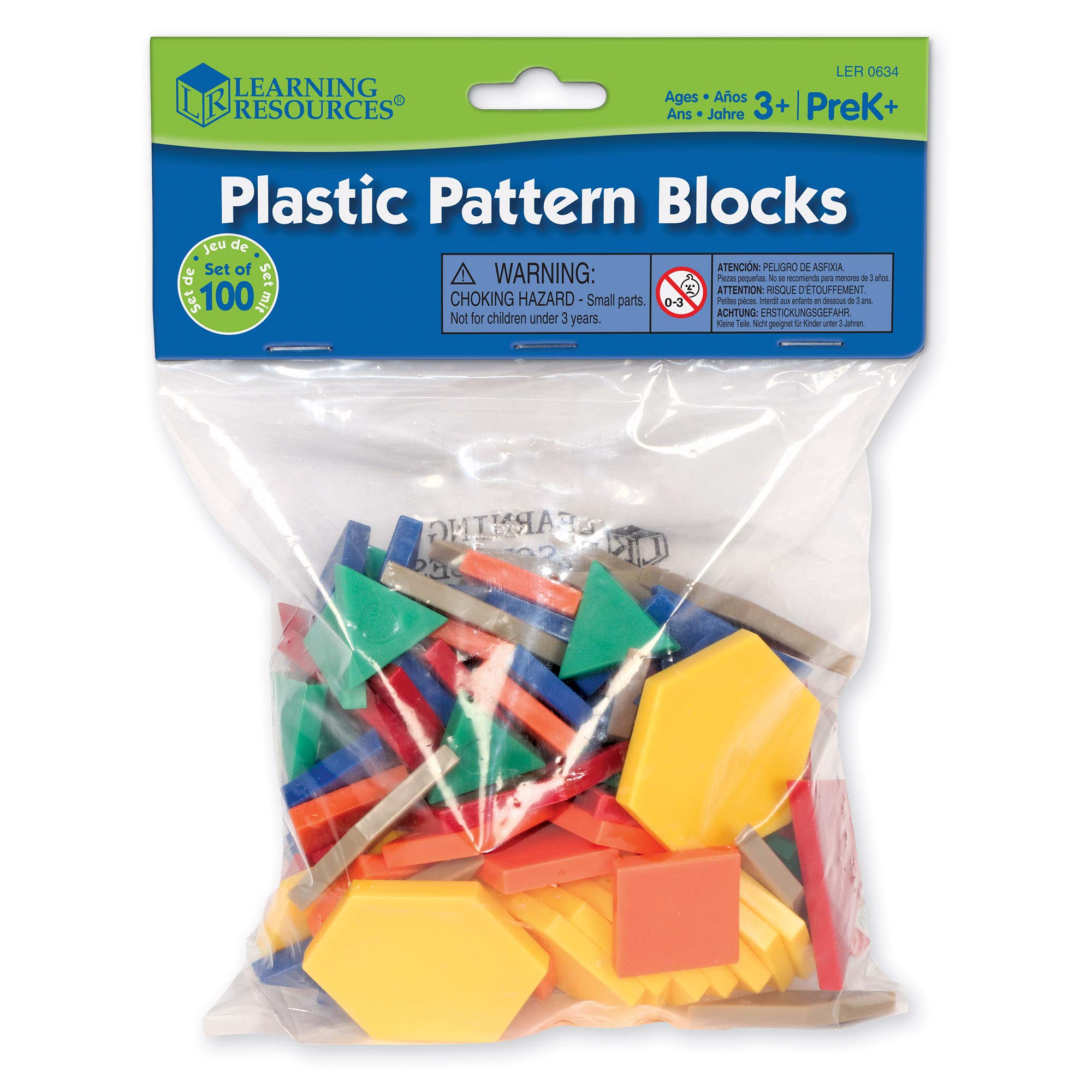 Juego De 100 Unidades De Plástico Pattern Blocks Learning Resources - Venta Internacional.