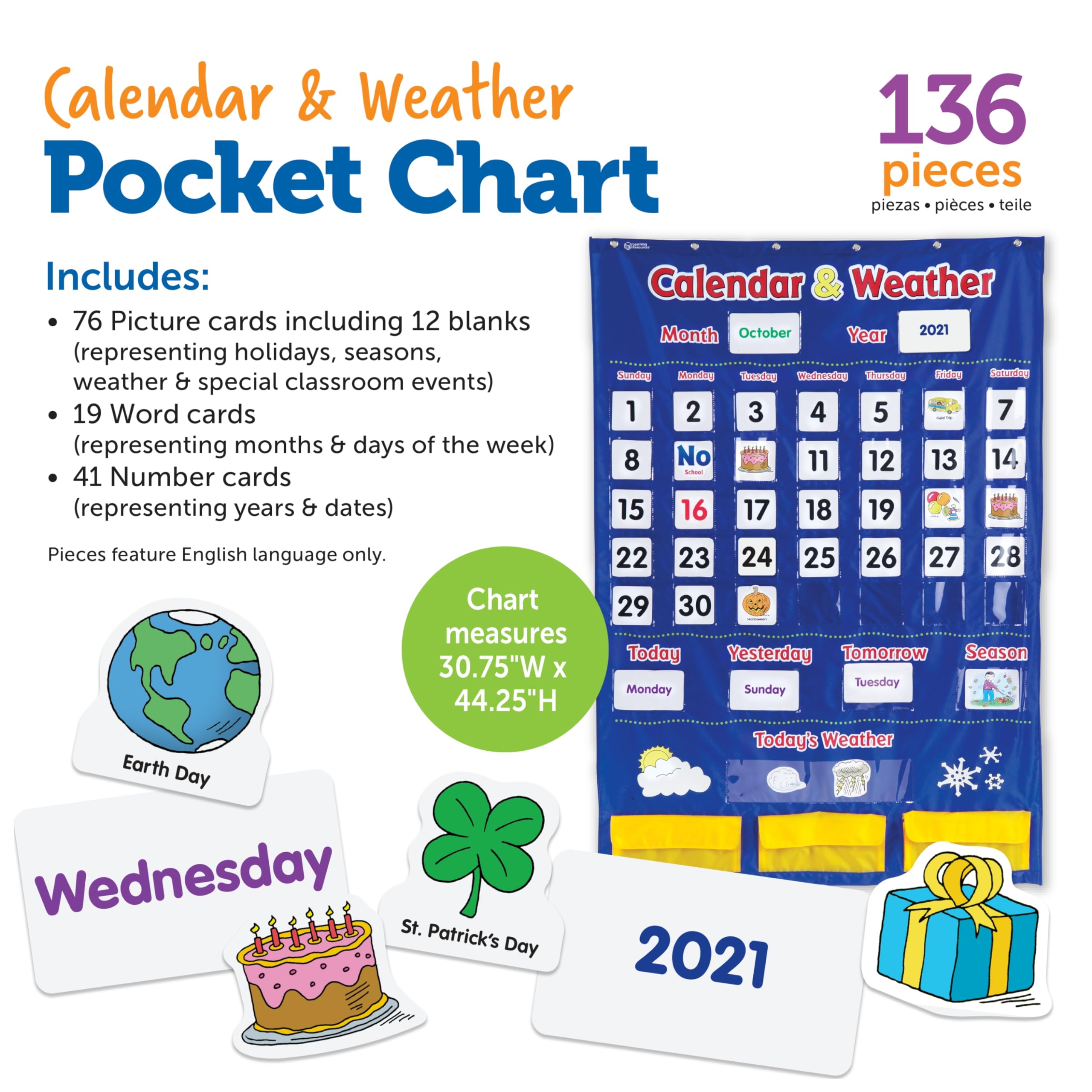 Foto 6 pulgar | Gráfico De Bolsillo, Recursos De Aprendizaje, Calendario Y Aula Meteorológica - Venta Internacional.