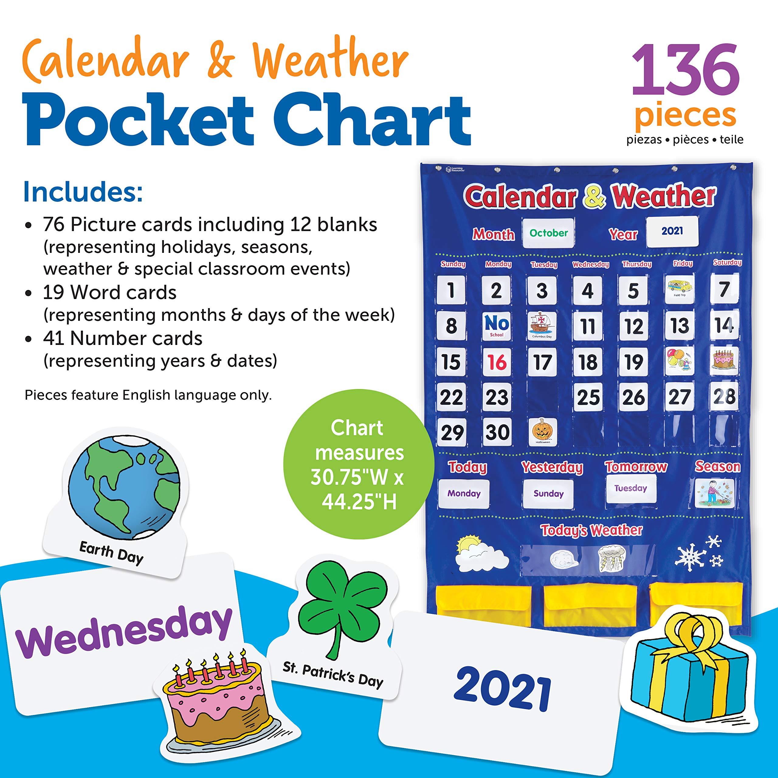 Foto 7 pulgar | Gráfico De Bolsillo, Recursos De Aprendizaje, Calendario Y Aula Meteorológica - Venta Internacional.