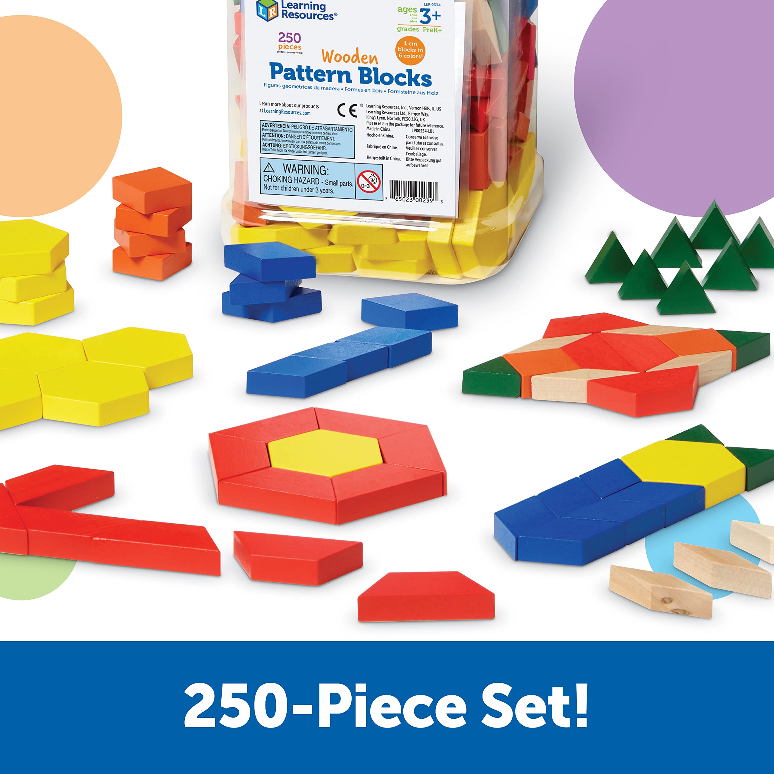 Foto 5 pulgar | Pattern Blocks Learning Resources, Juego De Madera De 250 Unidades Para Mayores De 3 Años - Venta Internacional.