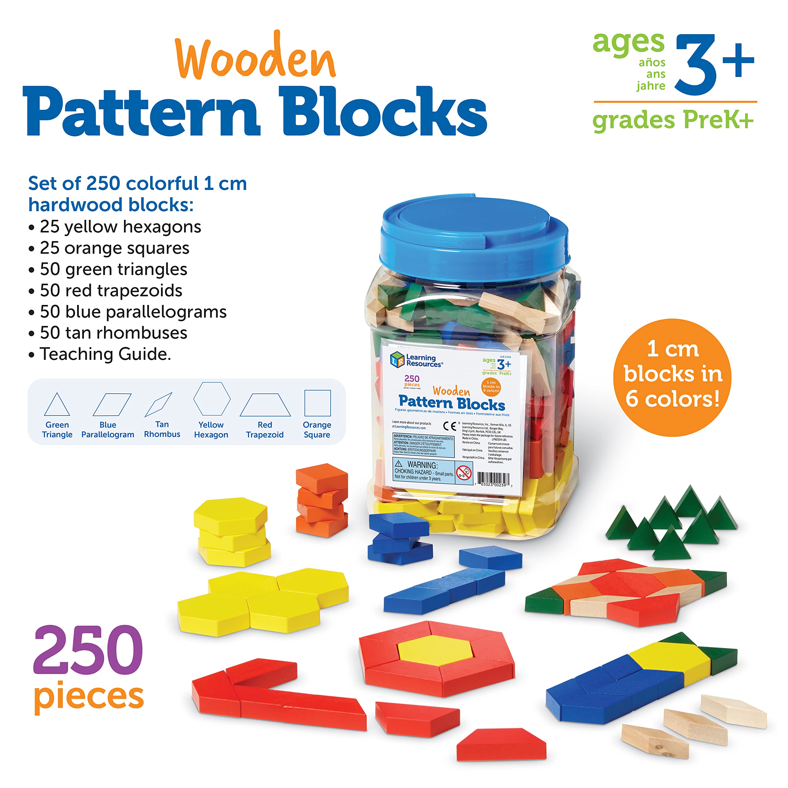 Foto 6 pulgar | Pattern Blocks Learning Resources, Juego De Madera De 250 Unidades Para Mayores De 3 Años - Venta Internacional.