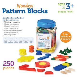 Foto 5 | Pattern Blocks Learning Resources, Juego De Madera De 250 Unidades Para Mayores De 3 Años - Venta Internacional.