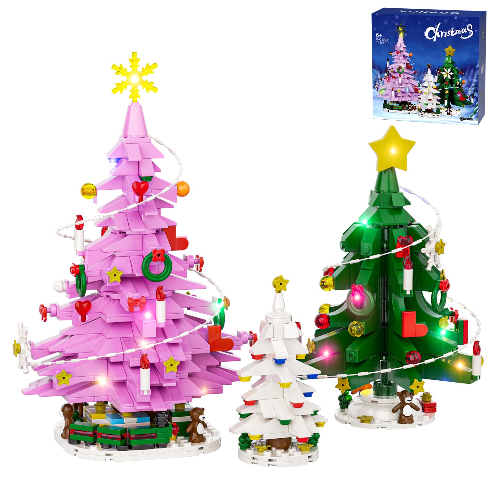Foto 2 pulgar | Set De Construcción De Árboles De Navidad Vonado Rosa Con Luces Led (734 Piezas) - Venta Internacional.