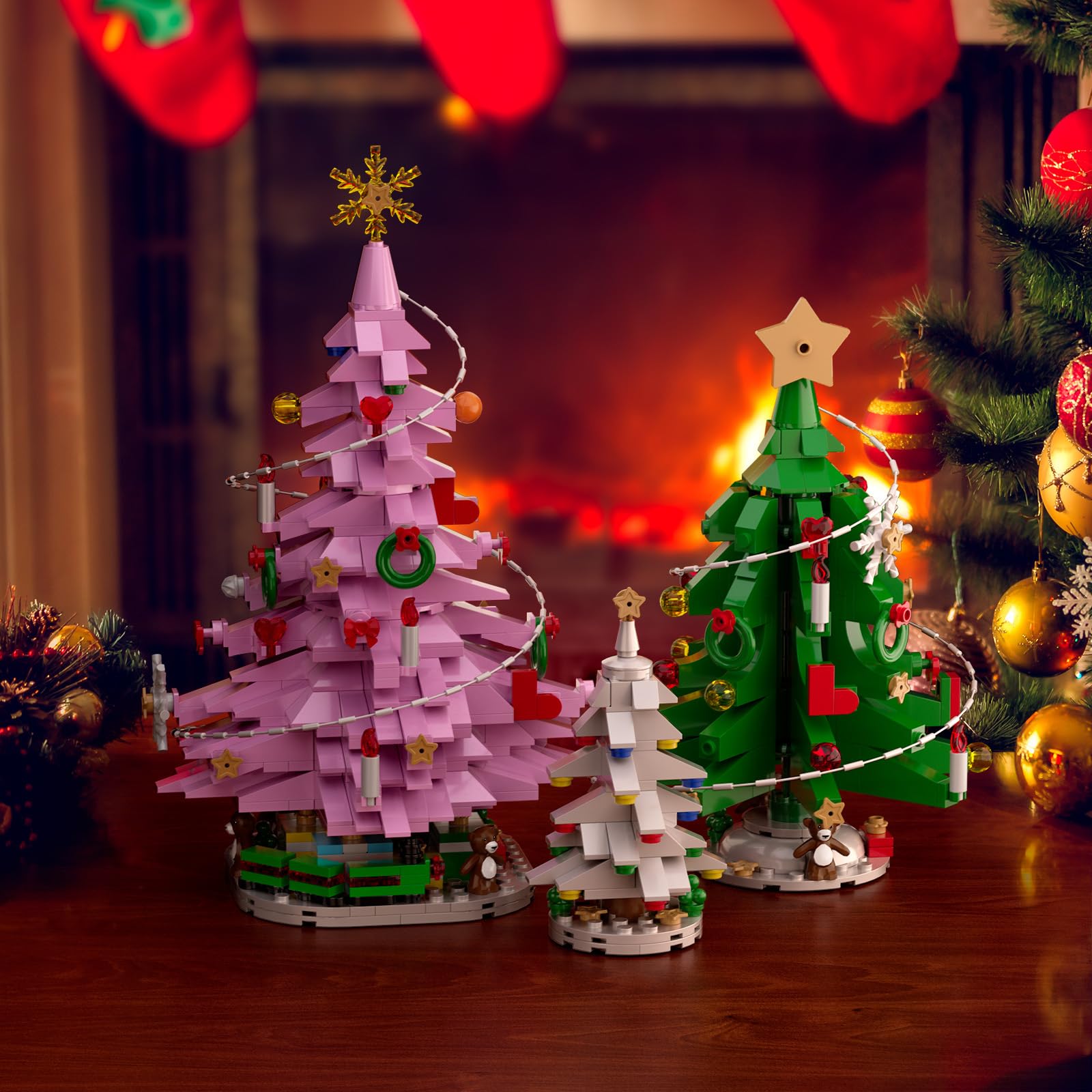 Foto 3 pulgar | Set De Construcción De Árboles De Navidad Vonado Rosa Con Luces Led (734 Piezas) - Venta Internacional.