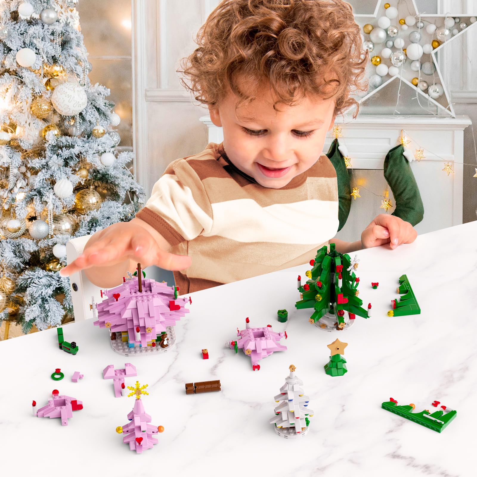 Foto 5 pulgar | Set De Construcción De Árboles De Navidad Vonado Rosa Con Luces Led (734 Piezas) - Venta Internacional.