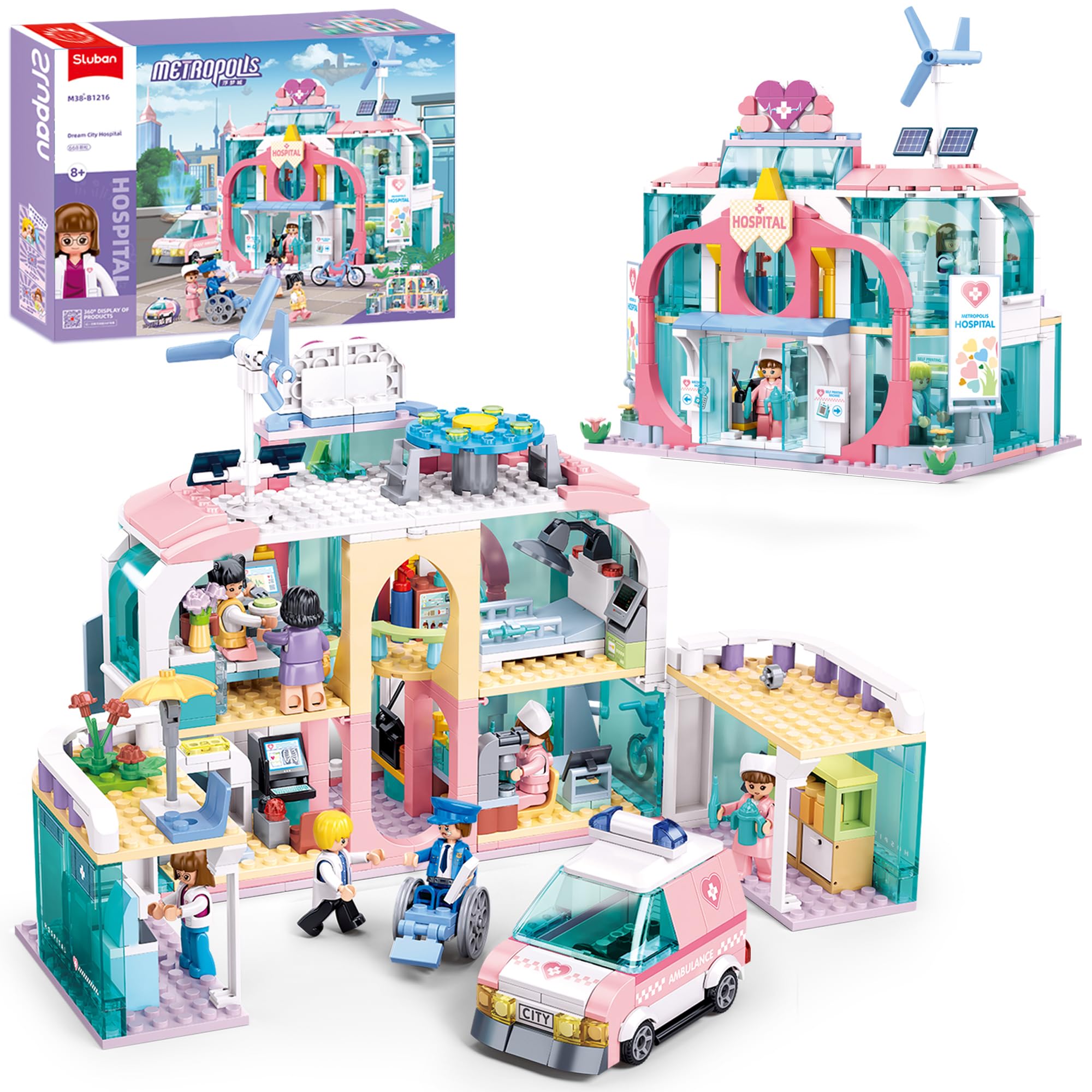 Set De Construcción Sluban Girls Friends Hospital Con Ambulancia, 668 Piezas - Venta Internacional.