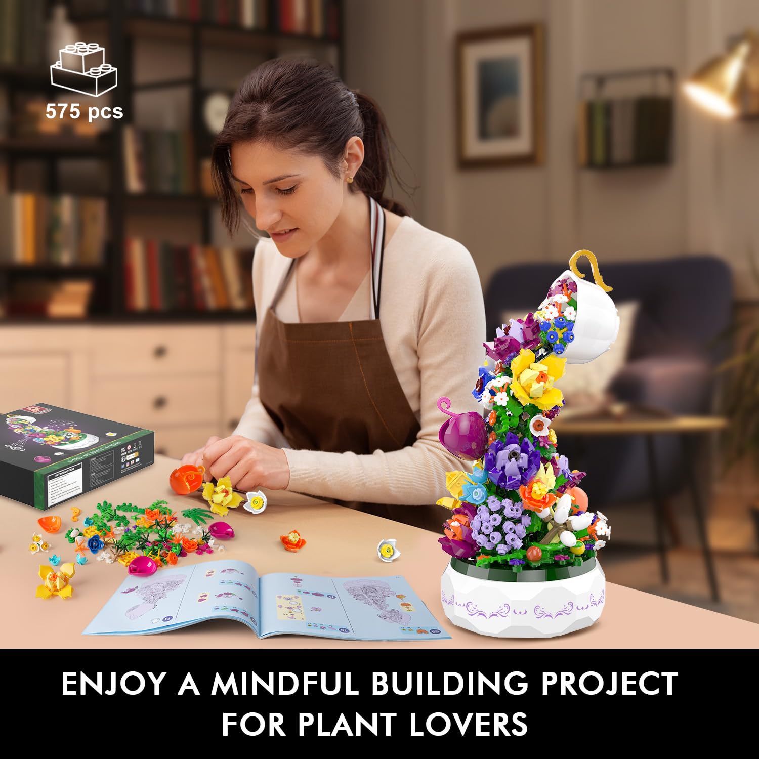 Foto 5 pulgar | Kit De Bloques De Construcción Hogokids Flowers, Caja De Música Con Luz, 571 Unidades - Venta Internacional.