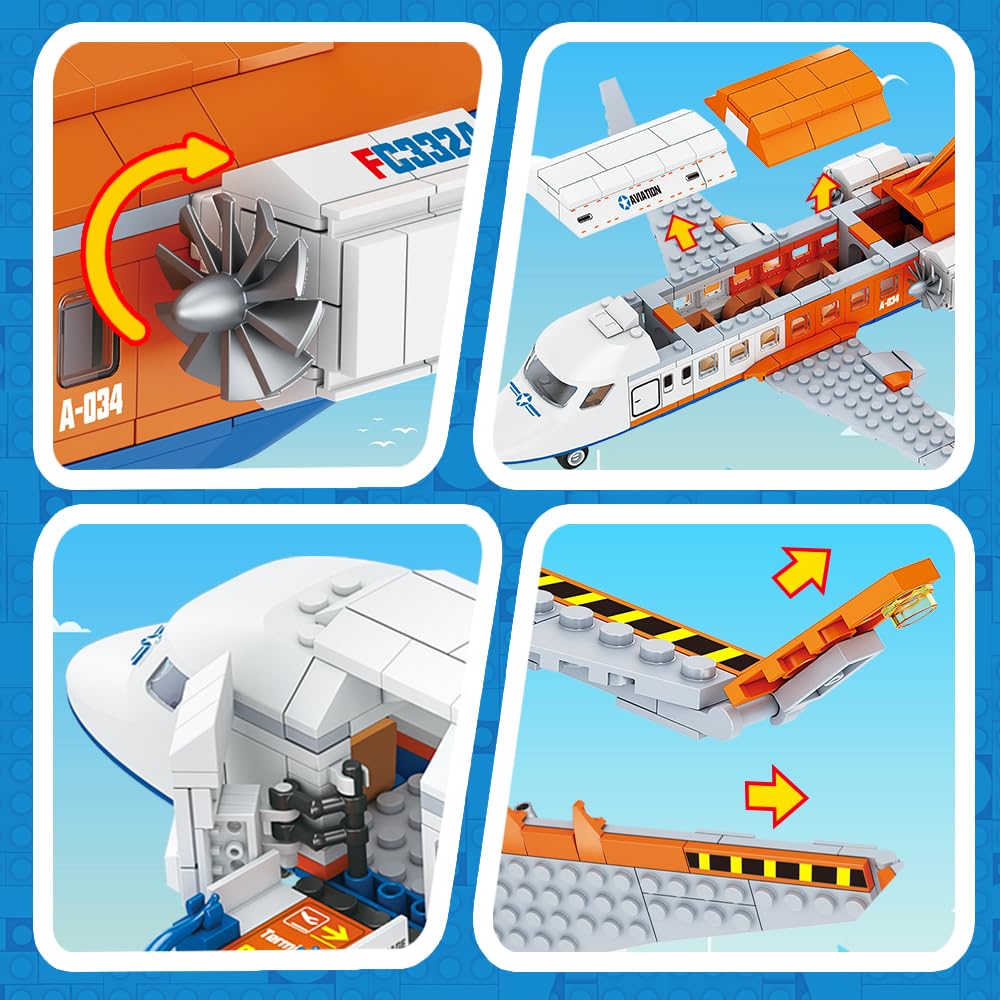 Foto 5 pulgar | Set De Construcción Hogokids City Passenger Airplane 697 Piezas Para Mayores De 6 Años - Venta Internacional.