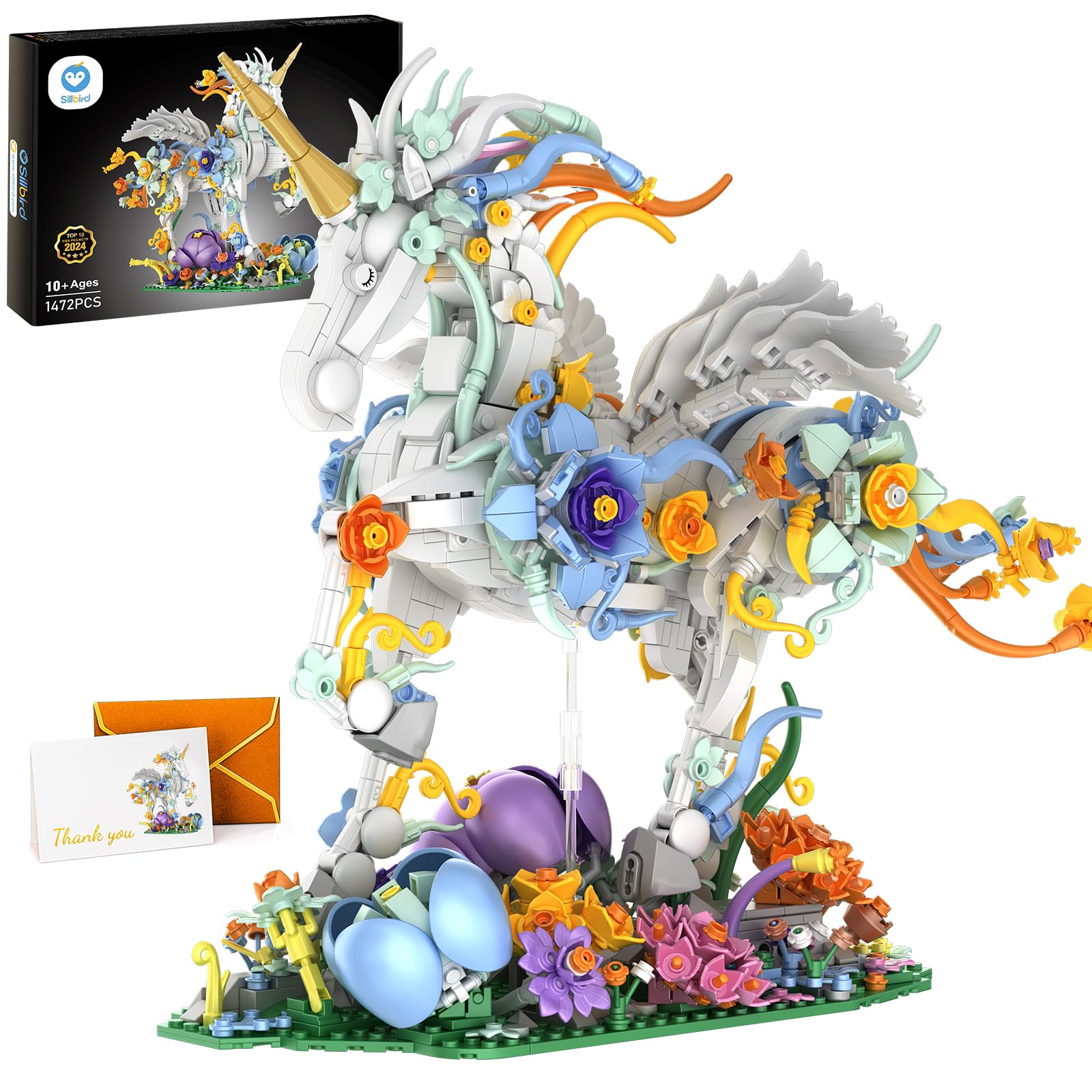 Juego De Juguetes De Construcción Sillbird Flowers Unicorn Con 1472 Piezas - Venta Internacional.