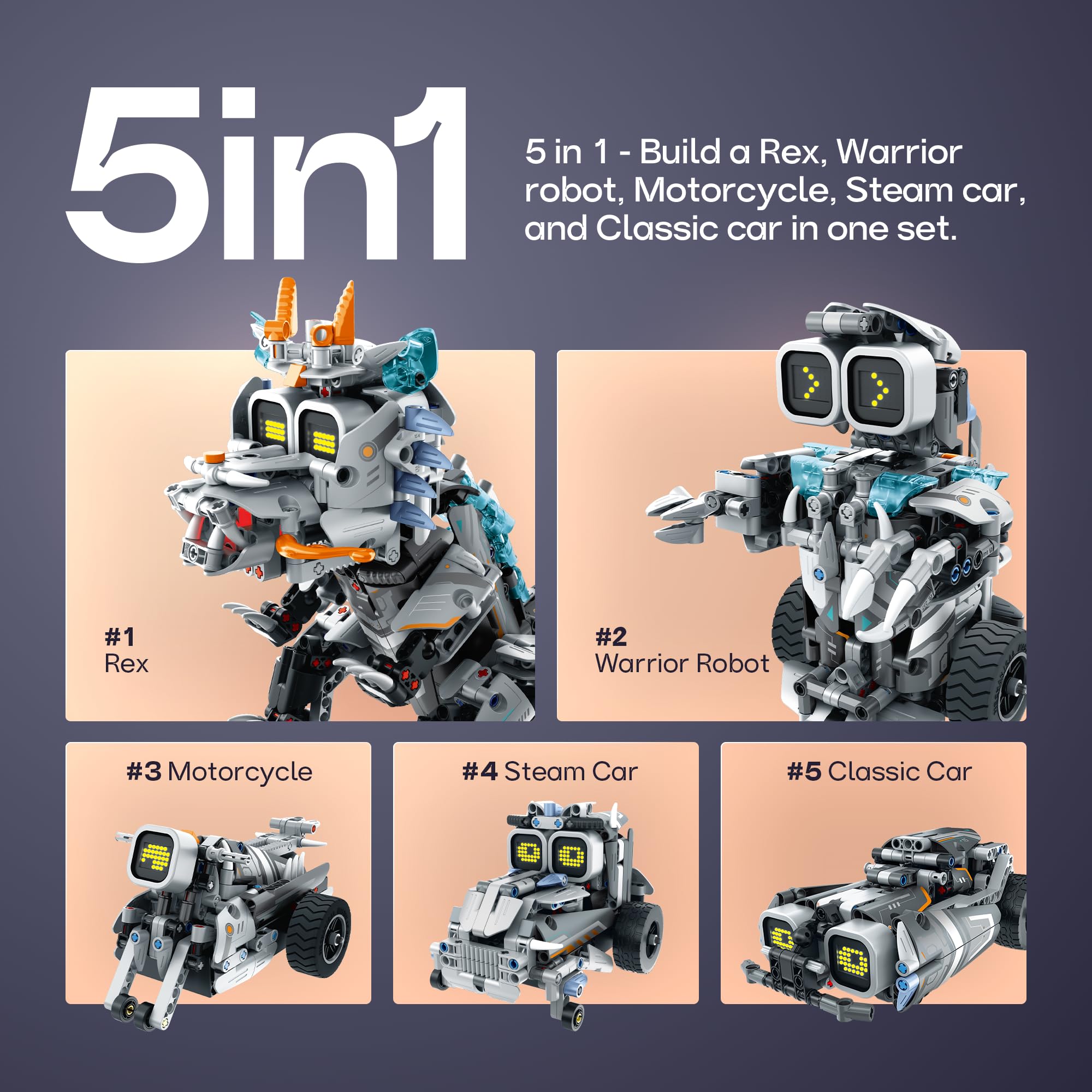 Foto 7 | Kit De Construcción De Dinosaurios Y Robot Sillbird Rextor Con Mando A Distancia - Venta Internacional.