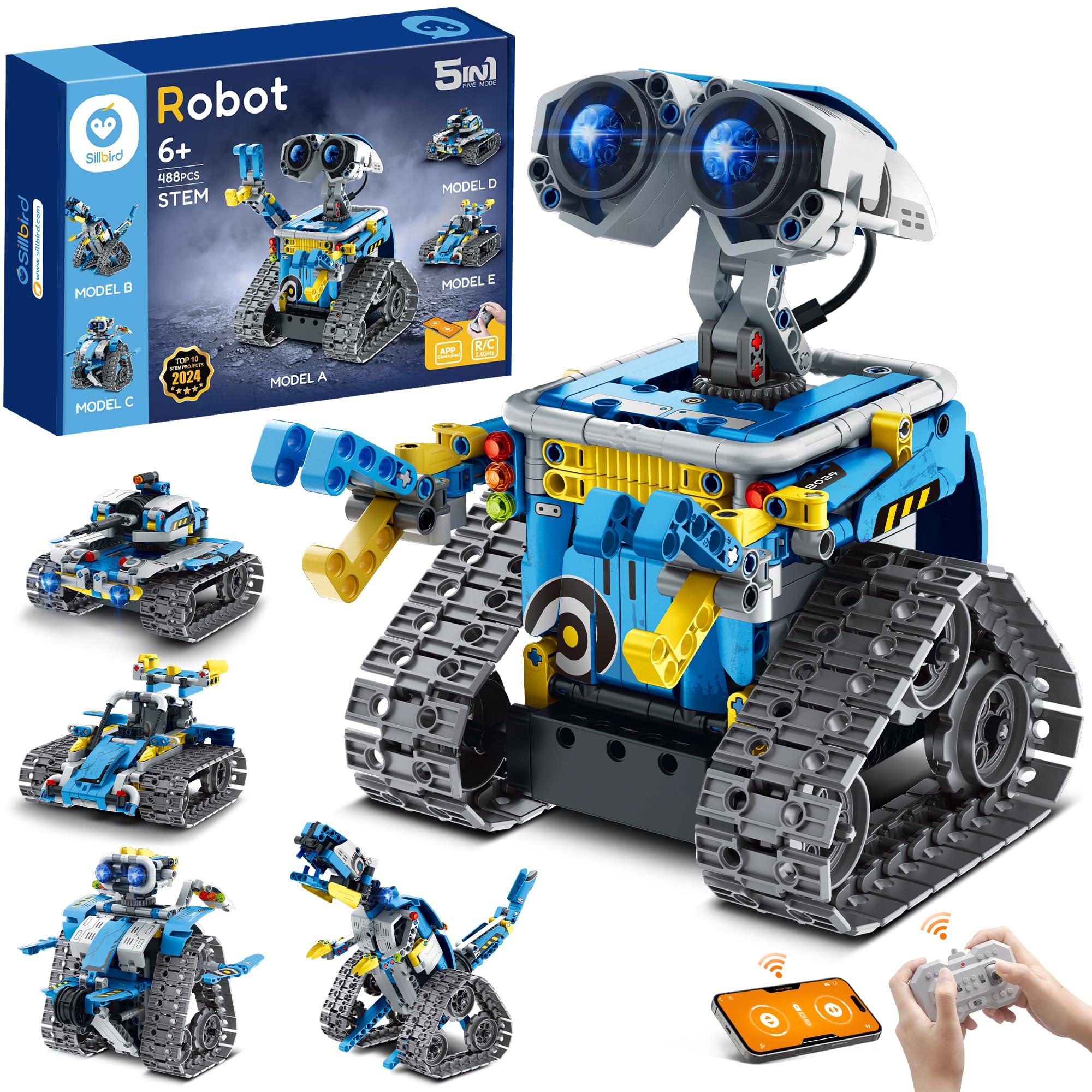 Kit De Construcción De Robots Stem Sillbird 5 En 1 Con Control Remoto 8-13 - Venta Internacional.