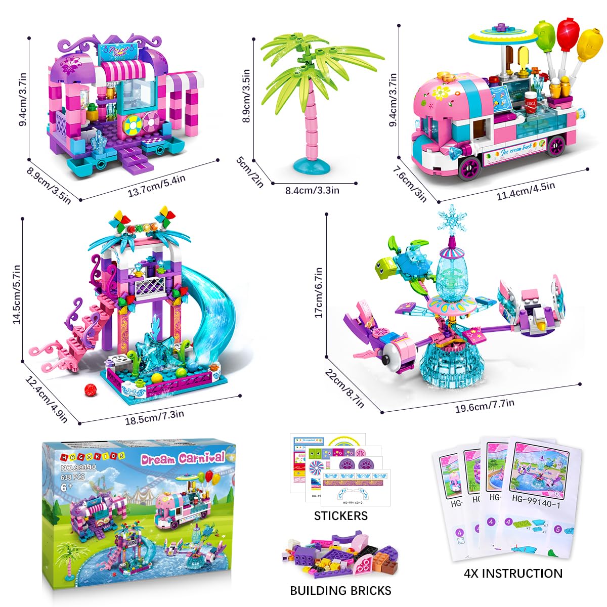 Foto 4 pulgar | Set De Construcción Para El Parque Temático Hogokids Con 638 Piezas Para Niñas De 6 A 10 Años - Venta Internacional.