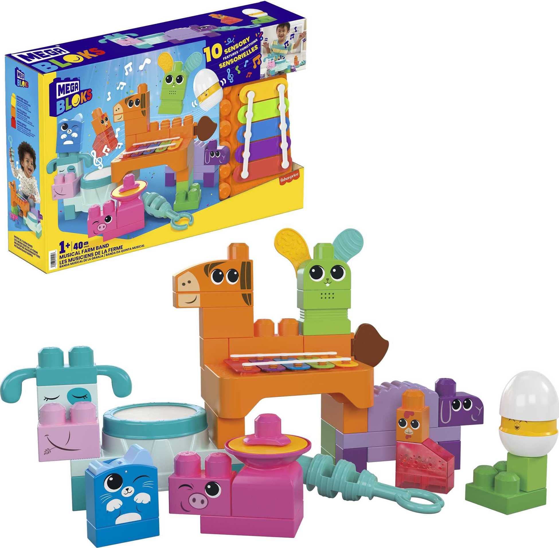 Set De Juguetes Building Blocks Mega Bloks Fisher-price Musical Farm - Venta Internacional.