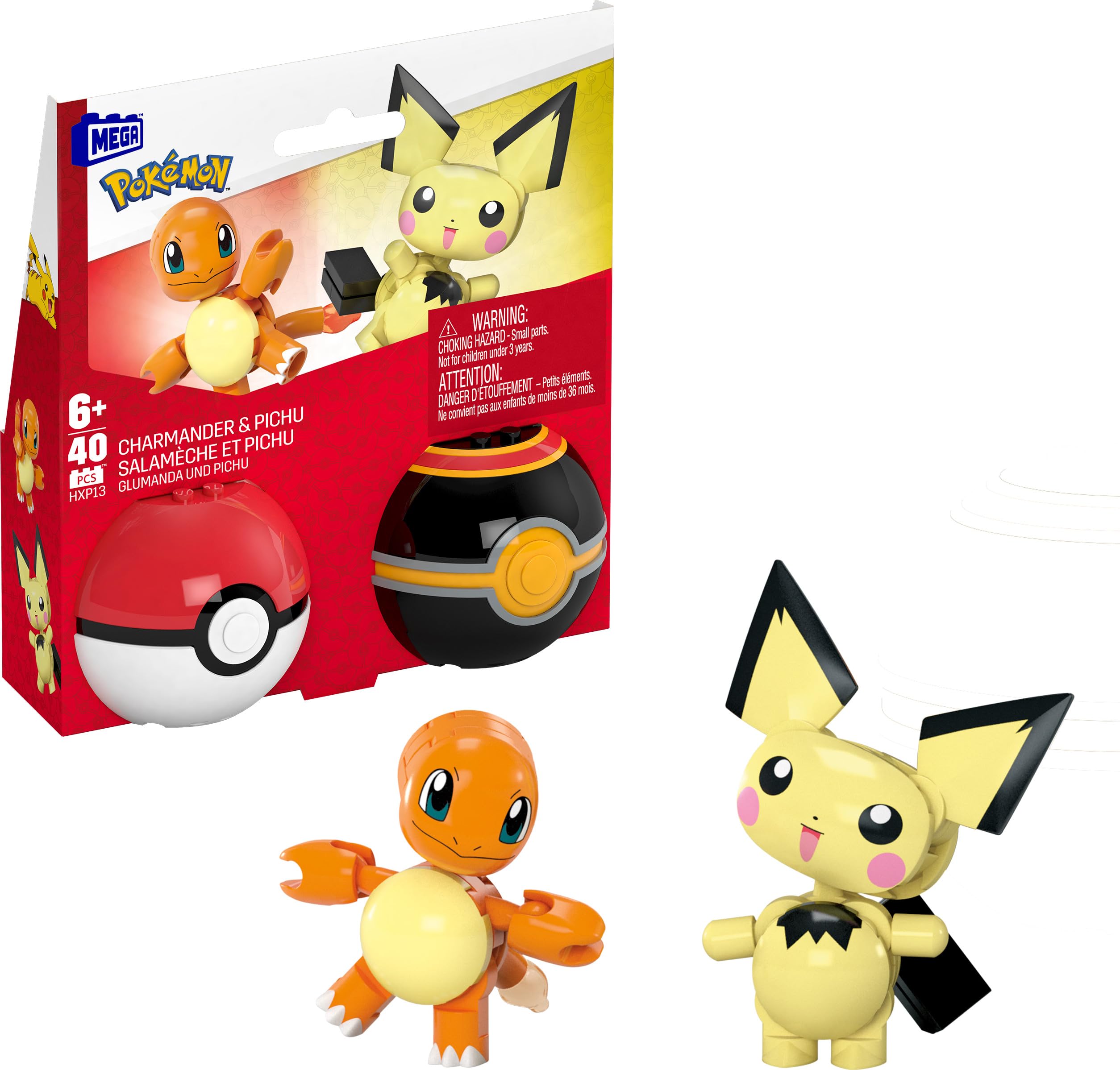 Set De Juguetes De Construcción Mega Pokémon Pichu & Charmander Con 40 Piezas - Venta Internacional.