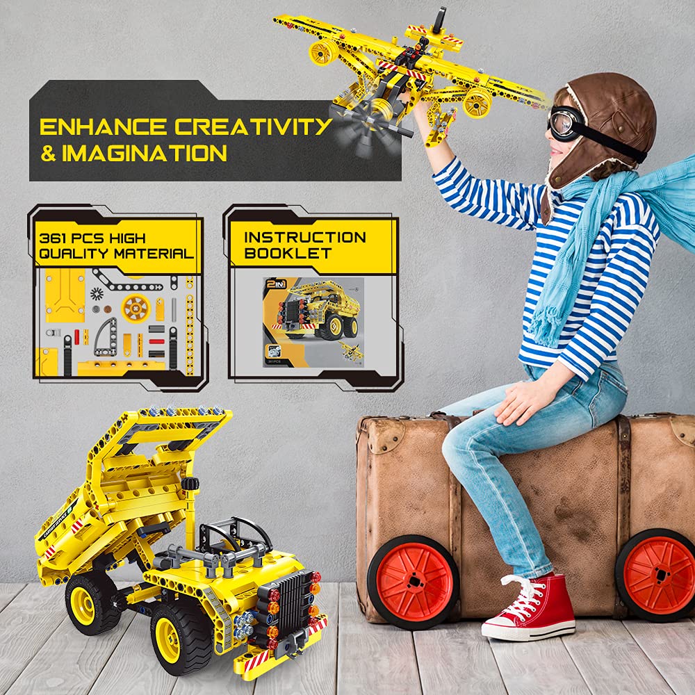Foto 2 | Camión, Avión 2 En 1, De Stem Building Toy Baodlon, 361 Unidades, De 5 A 12 Años - Venta Internacional.