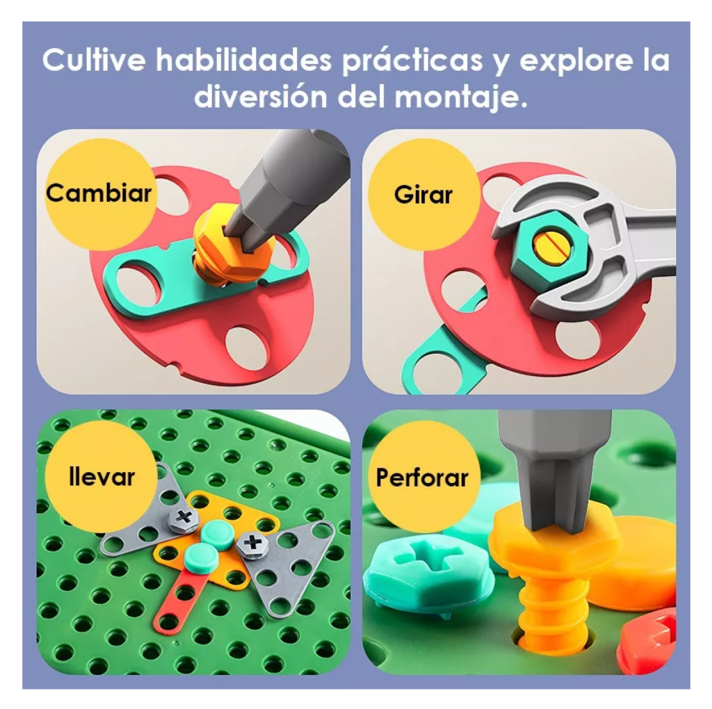 Foto 4 pulgar | Kit De Herramientas 230pzs Juguete Bloques Infantil De Niños Verde Limon