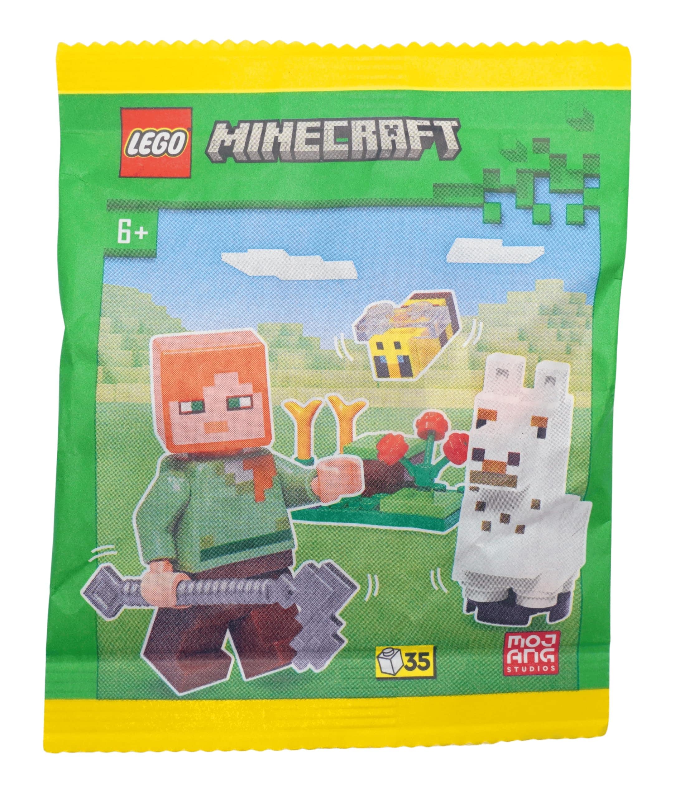 Minifigura De Juguete Lego Minecraft: Alex Con Bebé Llama Y Abeja - Venta Internacional. $669