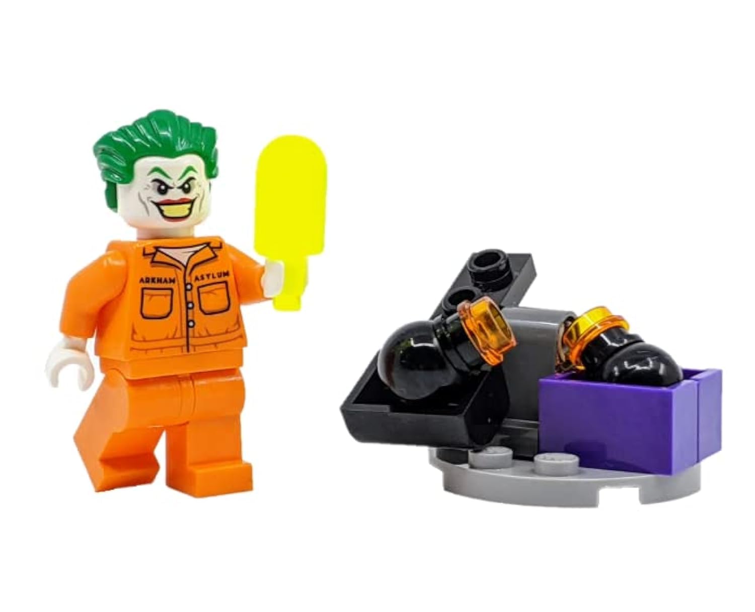 Minifigura Lego Superheroes Arkham Joker Con Catapulta Bomba - Venta Internacional.