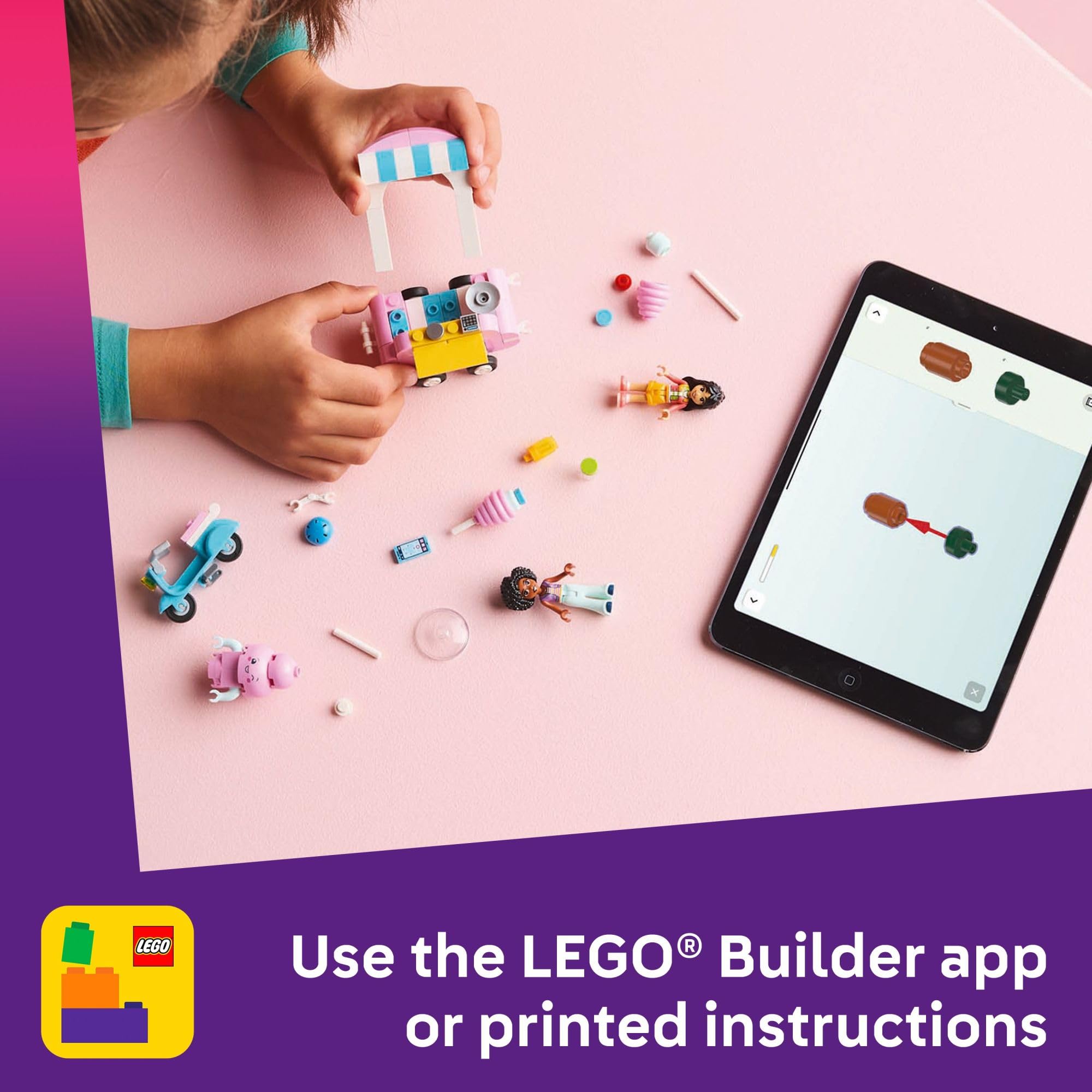 Foto 6 | Soporte Para Juguetes De Construcción Lego Friends De Algodón De Azúcar Con Scooter - Venta Internacional.