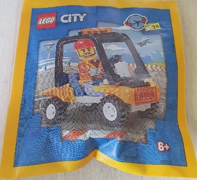 Foto 3 pulgar | Minifigura De Un Trabajador De Construcción Del Aeropuerto De Lego City Con Coche - Venta Internacional.