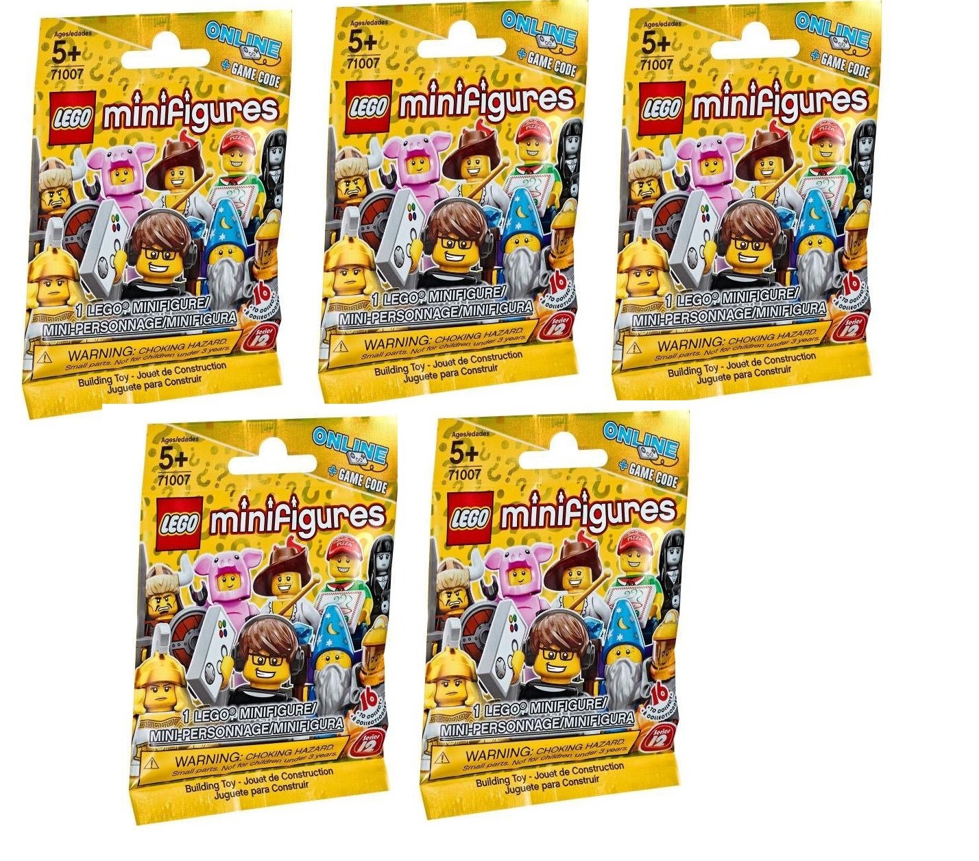 Minifiguras Lego 71007 Serie 12, Juego Aleatorio De 5 Paquetes - Venta Internacional.