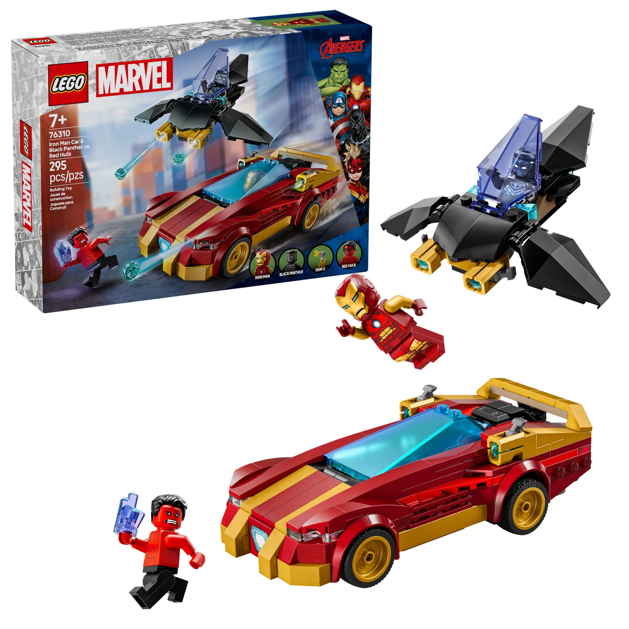 Juguete De Construcción Lego Marvel Iron Man Car & Black Panther Contra Red Hulk 76310 - Venta Internacional.