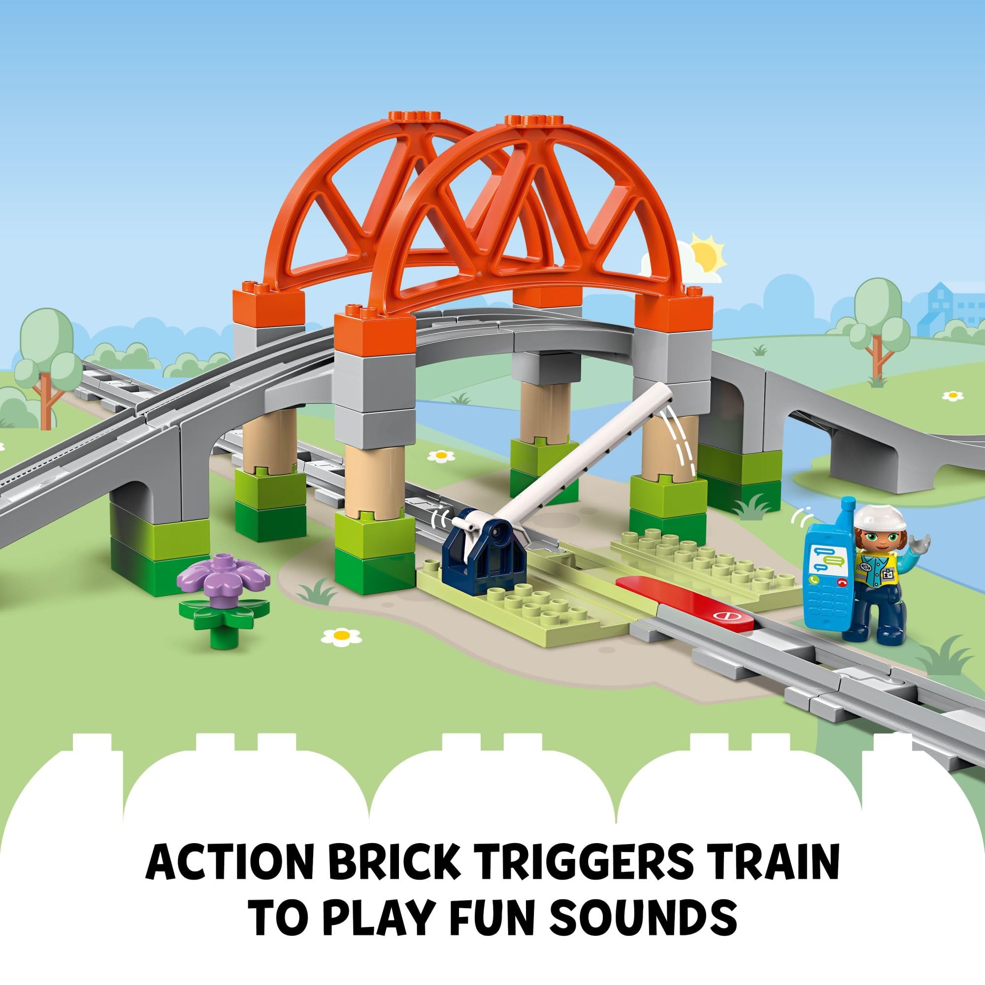 Foto 6 | Juguete De Construcción Lego Duplo Town Train Bridge Con 10 Vías 10426 - Venta Internacional.