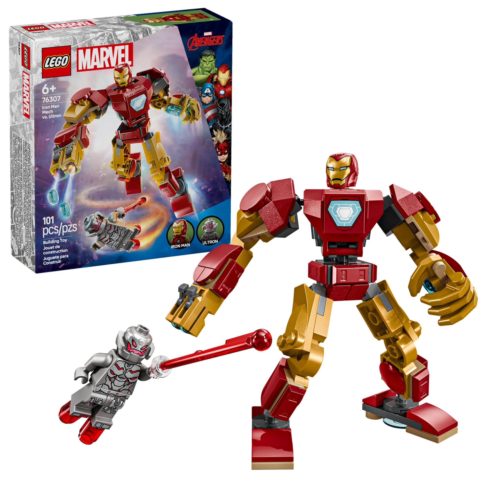 Foto 2 pulgar | Set De Juguetes De Construcción Lego Marvel Iron Man Mech Vs. Ultron 76307 - Venta Internacional.