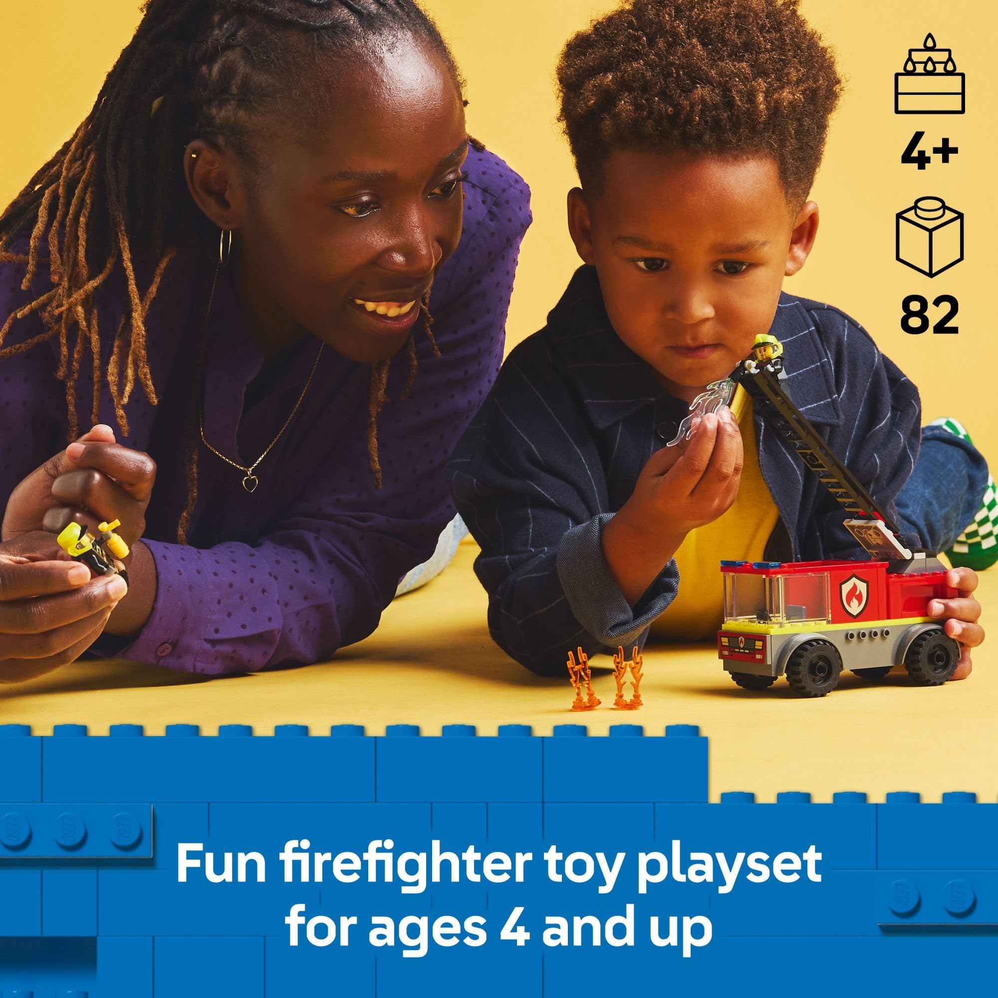 Foto 2 | Camión Lego City Fire Ladder De Juguete Con 2 Minifiguras De Bombero - Venta Internacional.