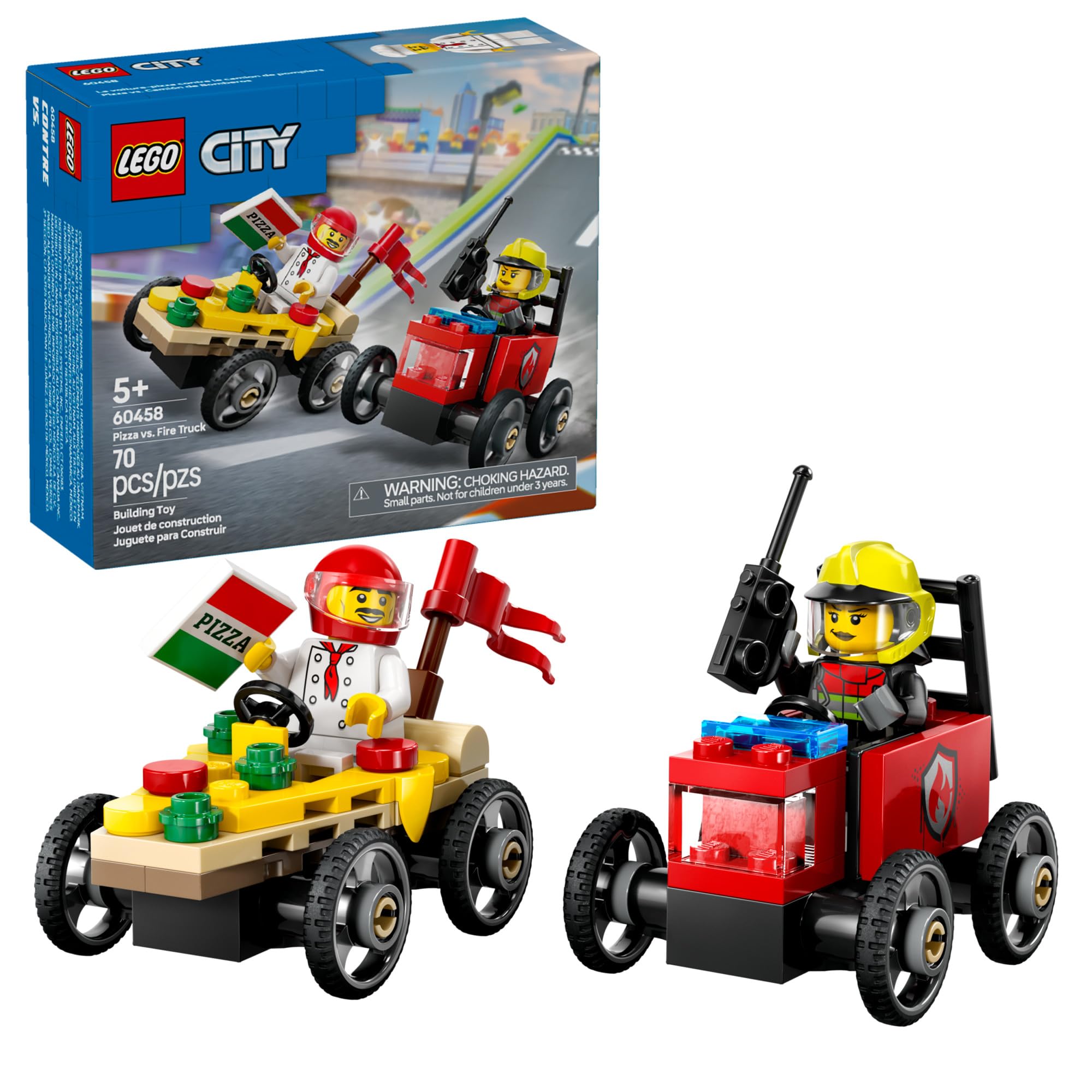 Construyendo Un Coche De Carreras Lego City Pizza Contra Fire Truck De Juguete Durante Más De 5 Años - Venta Intern