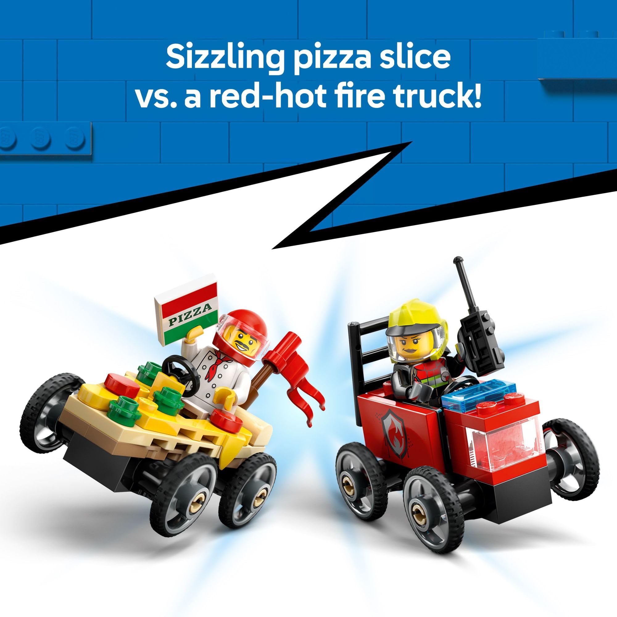 Foto 3 | Construyendo Un Coche De Carreras Lego City Pizza Contra Fire Truck De Juguete Durante Más De 5 Años - Venta Intern