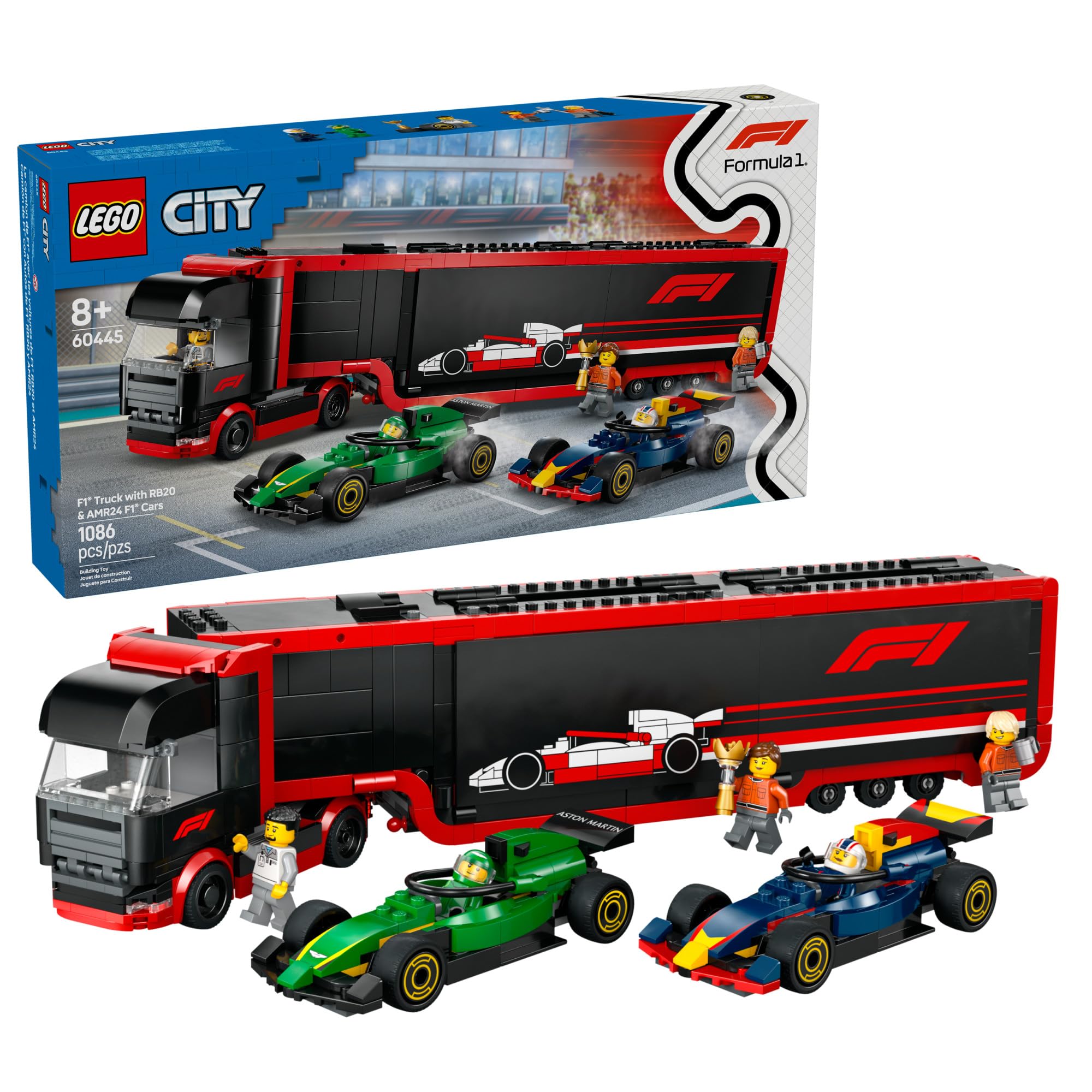Set De Construcción De Juguetes Lego City F1 Truck Con Coches Rb20 Y Amr24 F1 - Venta Internacional.