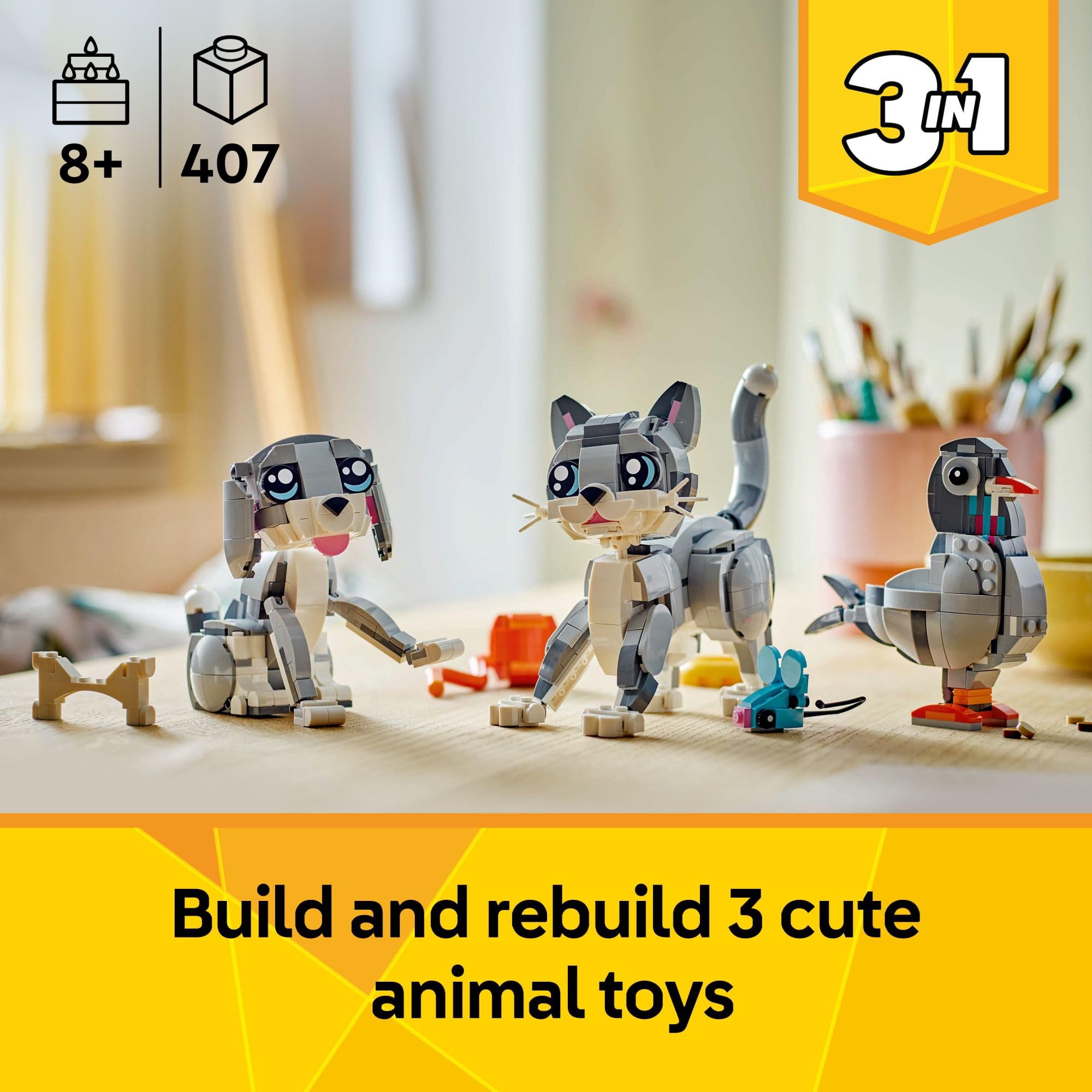Foto 3 pulgar | Juguete De Construcción Lego Creator 3 En 1 Playful Cat Con 3 Opciones - Venta Internacional.