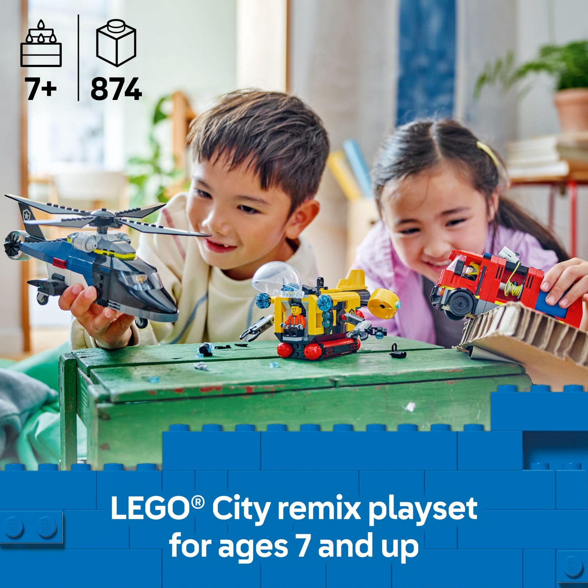 Foto 3 pulgar | Juguete De Construcción Lego City Helicóptero, Camión De Bomberos Y Submarino 7+ - Venta Internacional.